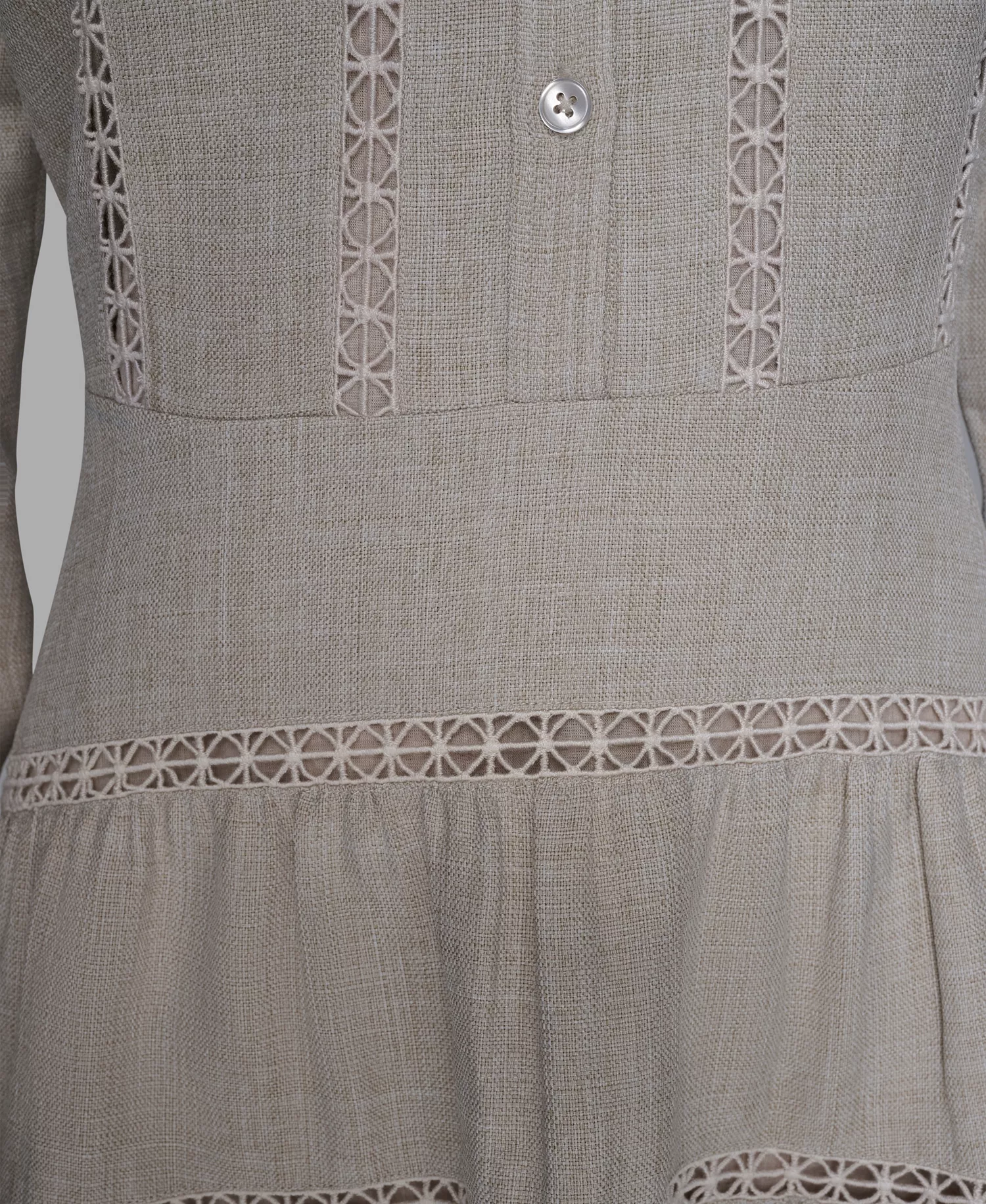 Women's A-Line Collared Short Dress - Beige - 14