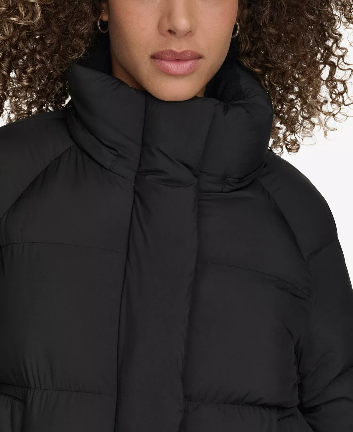 Women's Quilted Hooded Puffer Jacket - Black - L