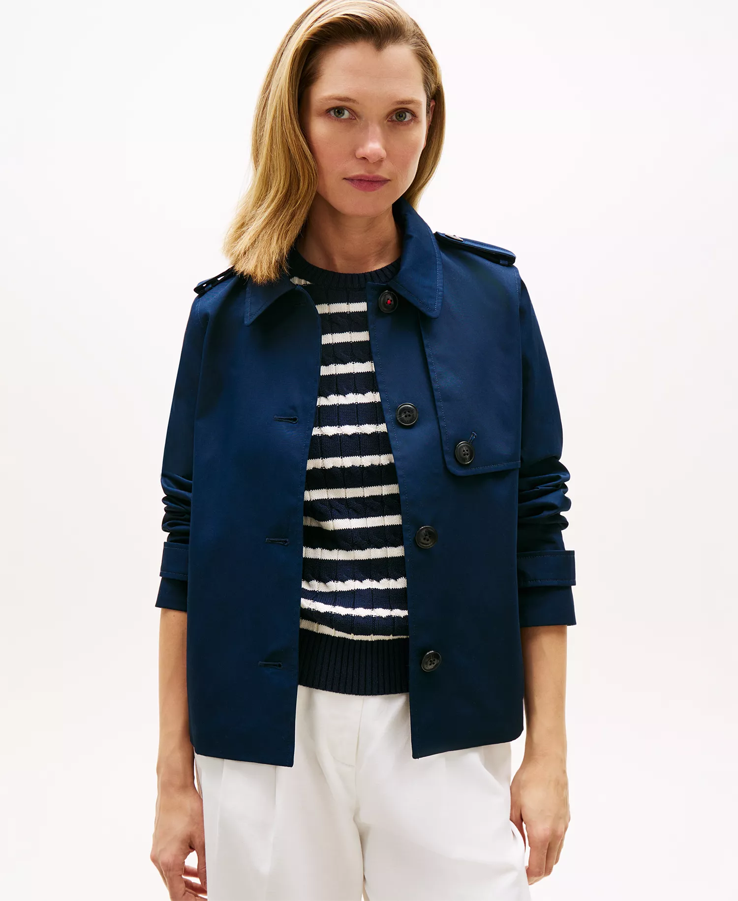 Women's Short Trench Coat - Dark Night - L