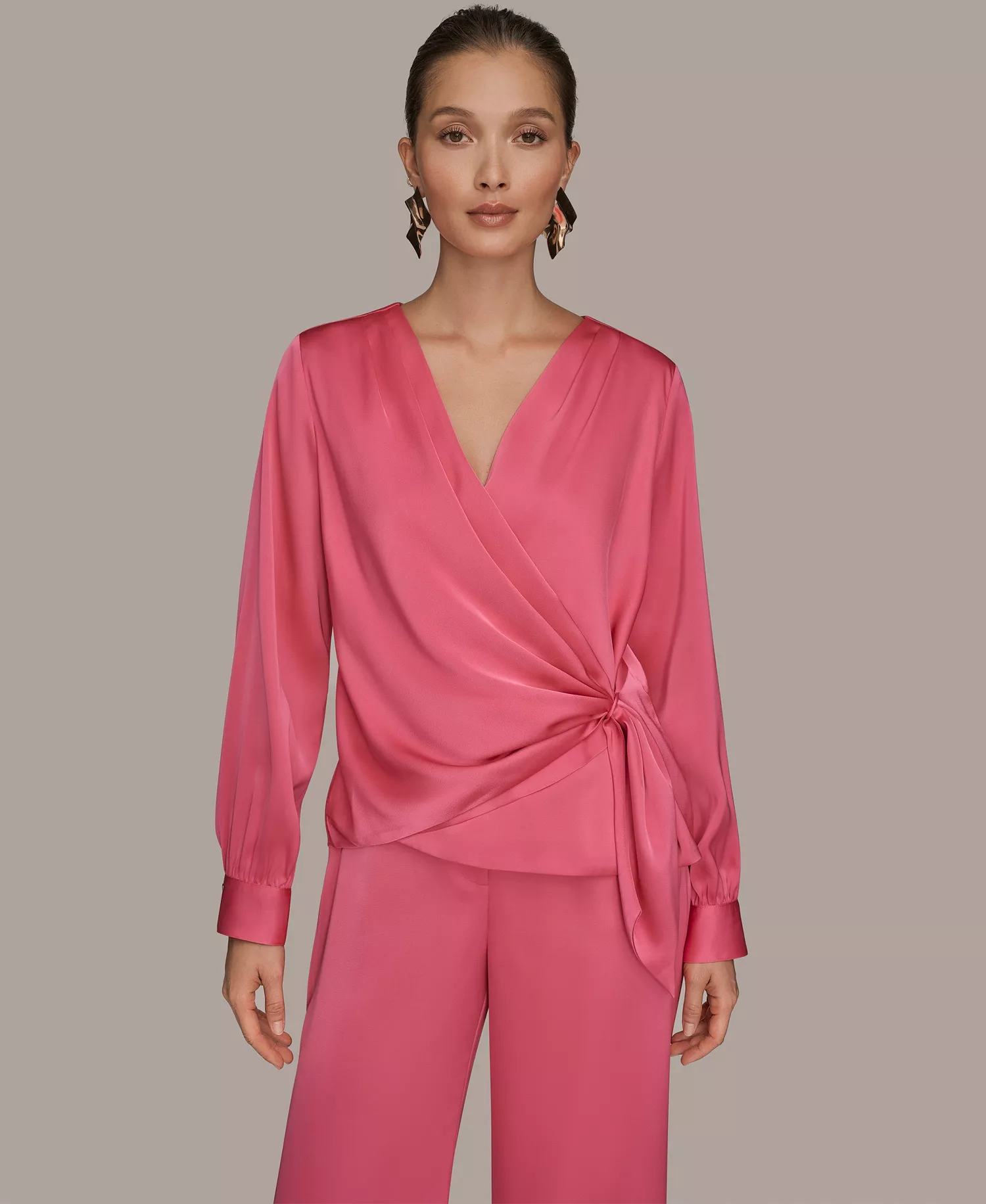 Women's Faux Wrap Long Sleeve Top - Bimini - M