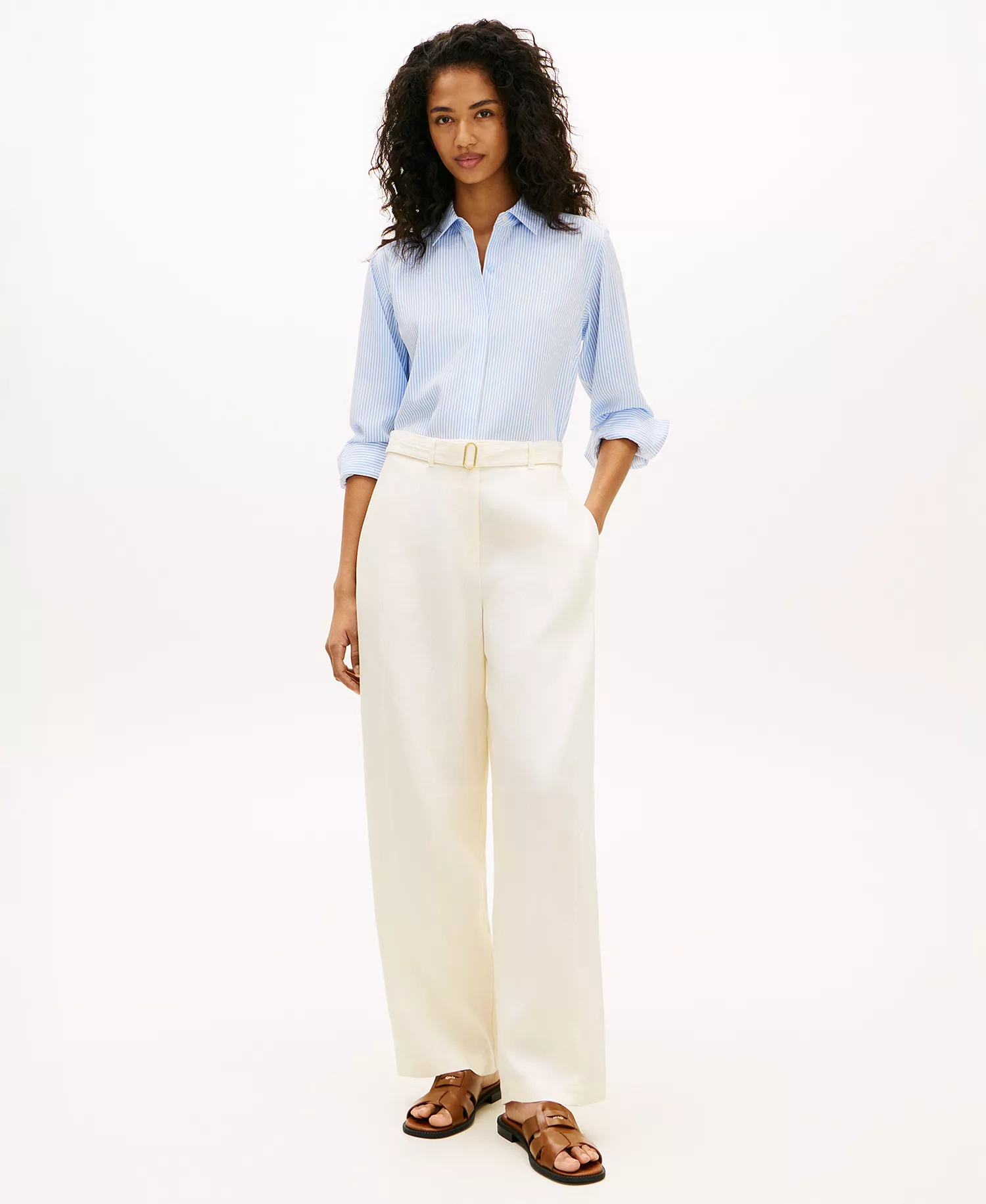 Women's Fluid Preppy Mix Long-Sleeve Shirt - Blue - L