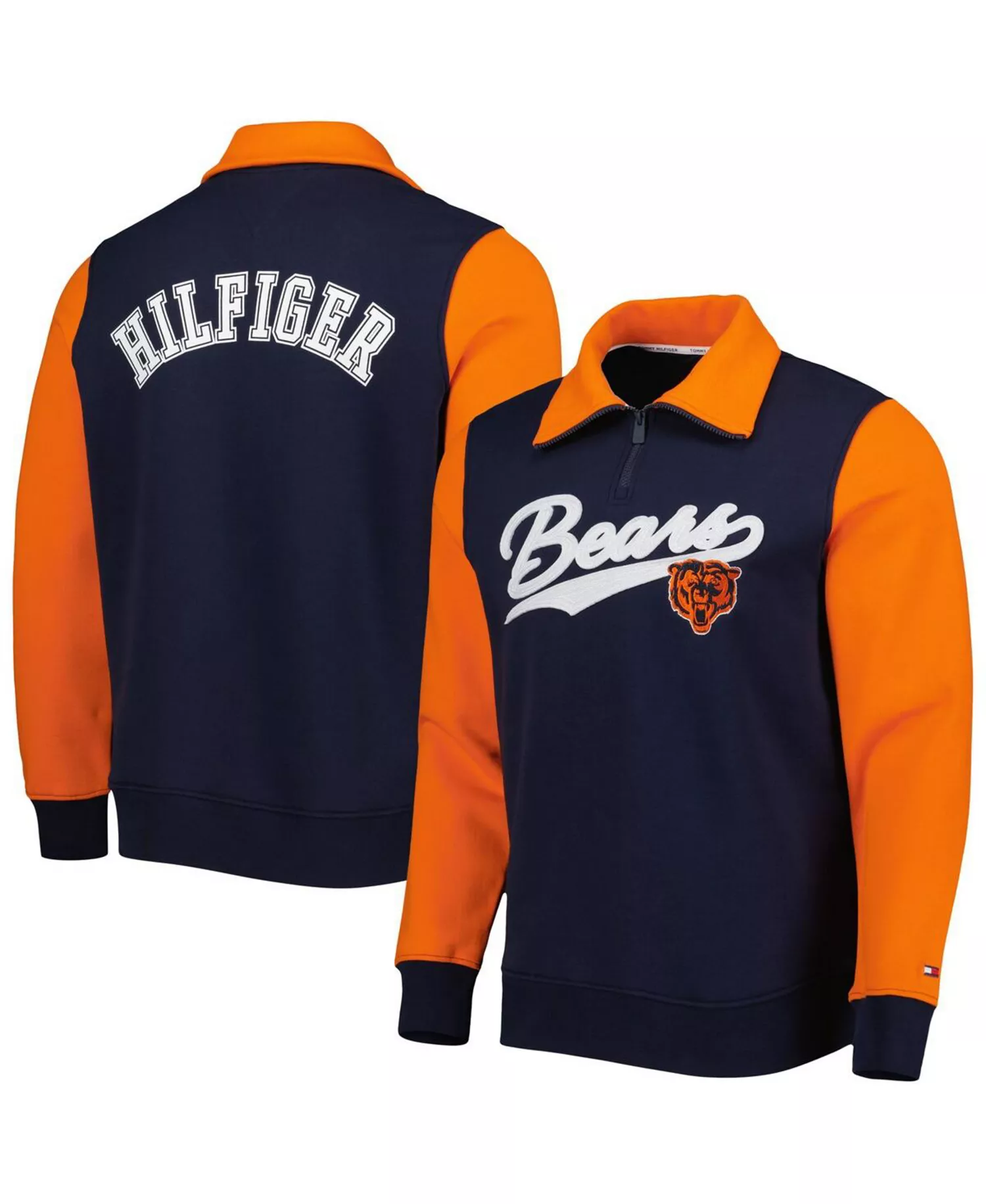 Men's Navy, Orange Chicago Bears Aiden Quarter-Zip Top - Navy, Orange - S