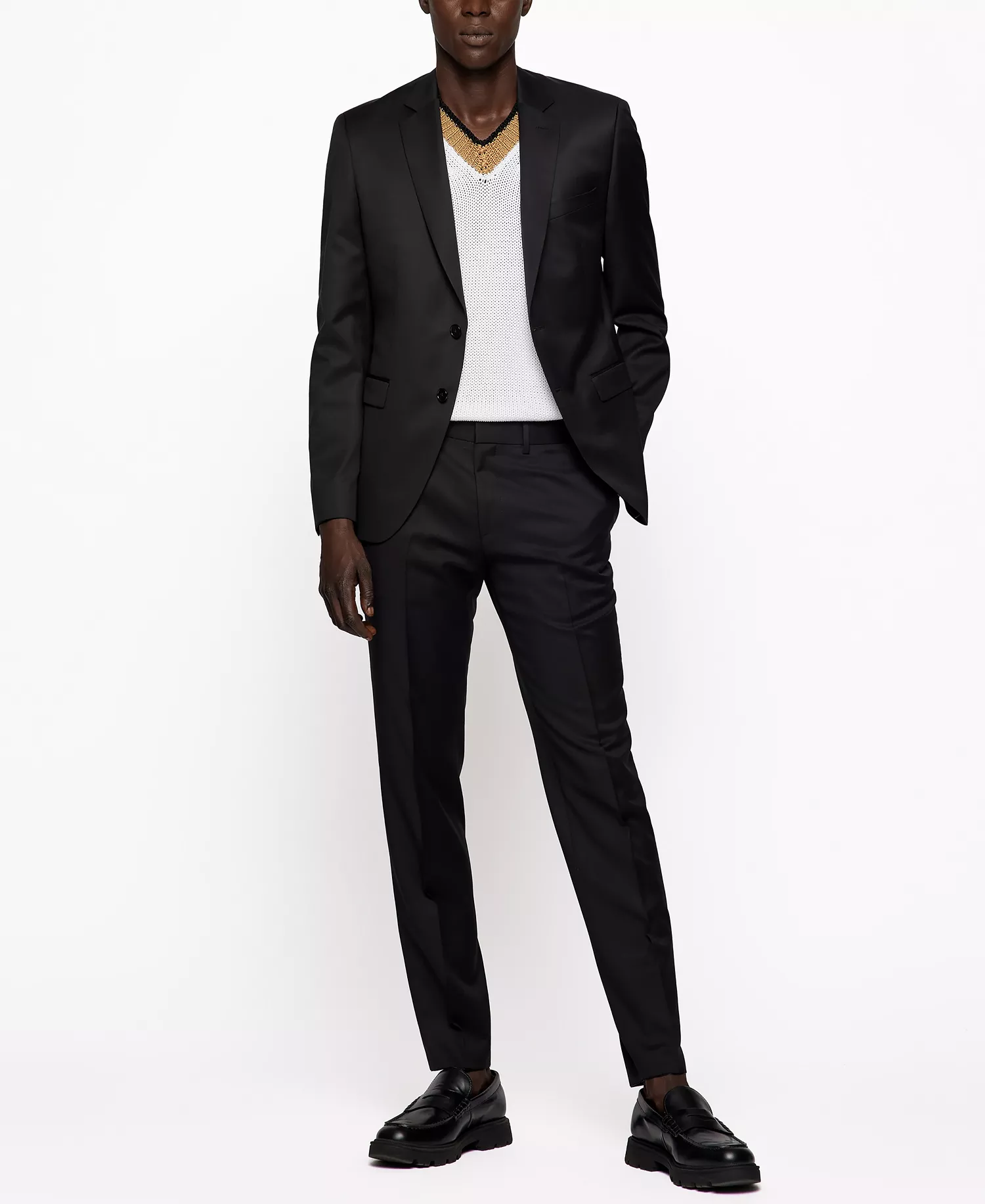 Men's Extra-Slim-Fit Trousers - Black - 28R