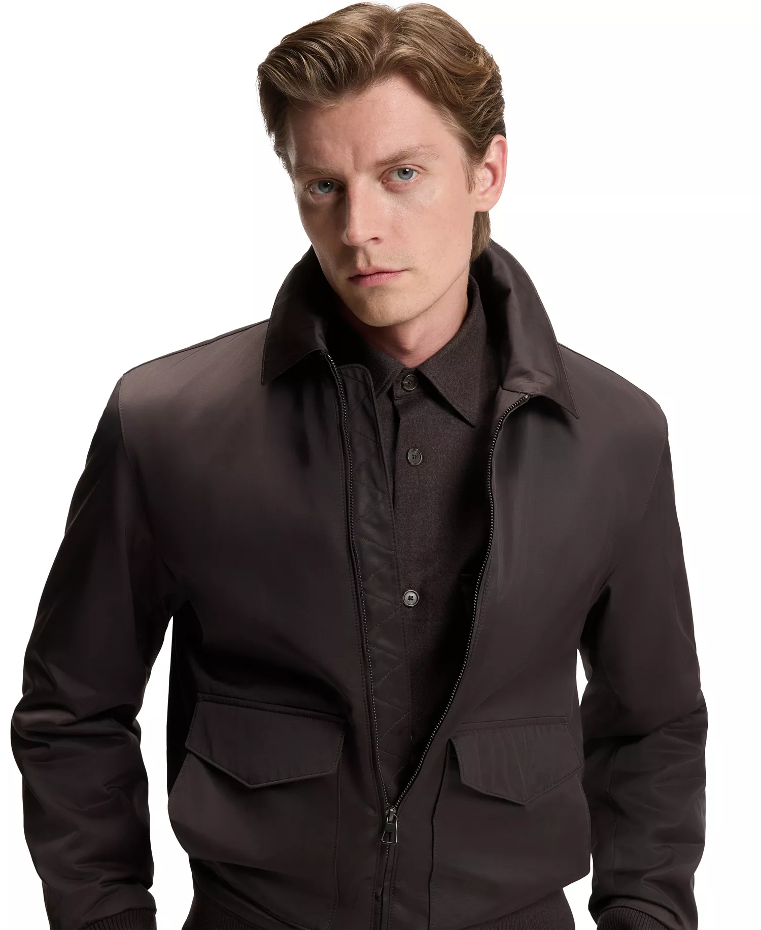 Men's BECKHAM x BOSS Water-Repellent Twill Jacket - Open Brown - 36R