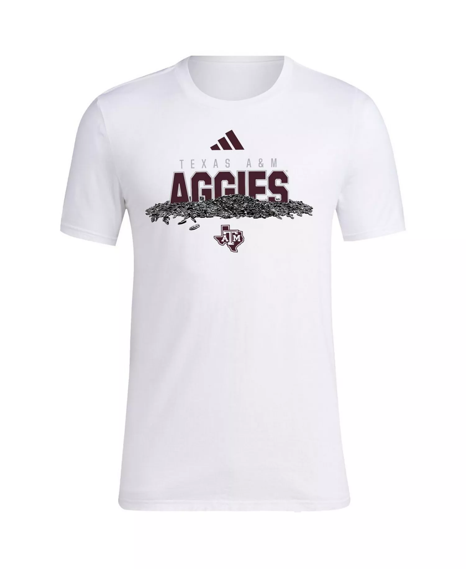 Men's White Texas A M Aggies Baseball Sunflower Seeds T-Shirt - White - 2XL