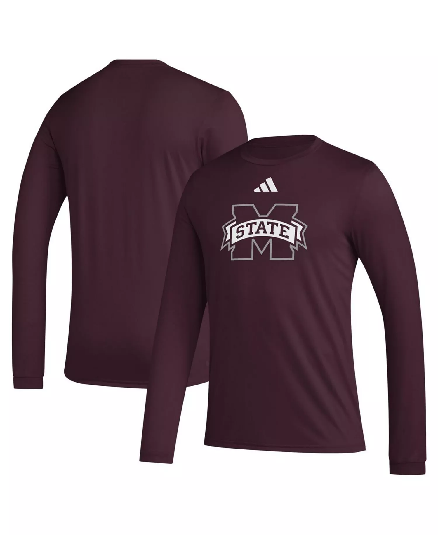 Men's Maroon Mississippi State Bulldogs Primary Locker Logo Pre-game Long Sleeve T-shirt - Maroon - 2XL