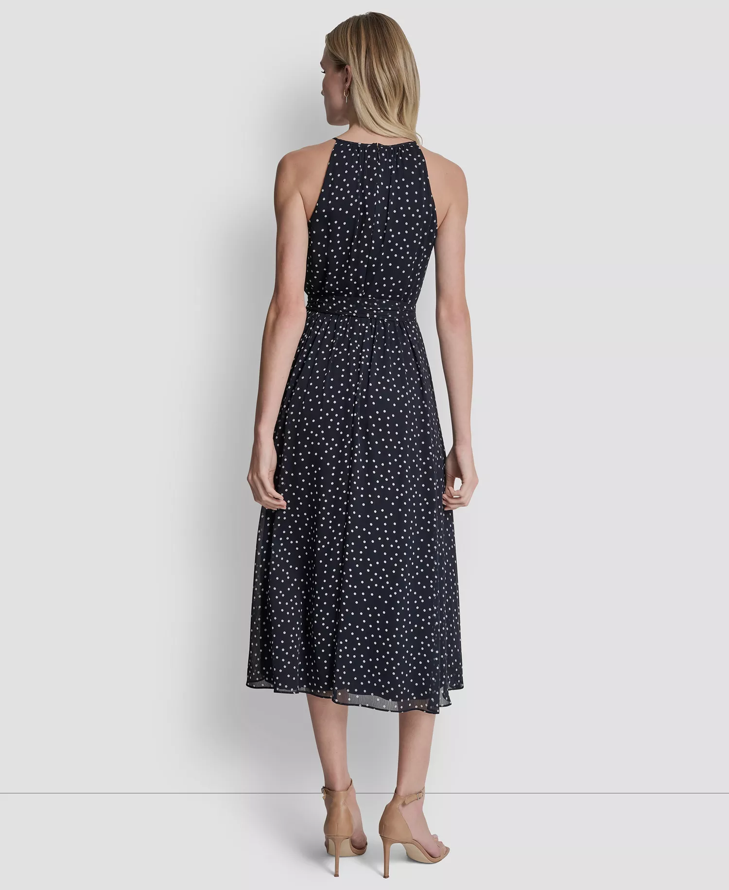 Women's Halter Fit And Flare Sleeveless Maxi Dress - Midnight/Cream - 10