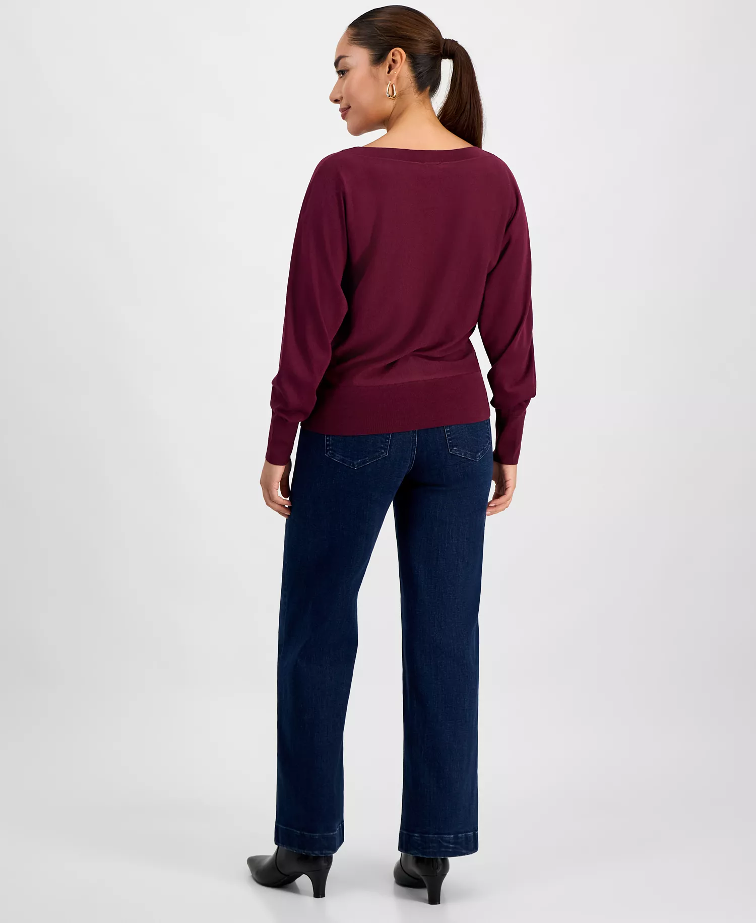 Petite Flat-Front Denim Pants, Created for Macy's - Dark Indigo - 0P