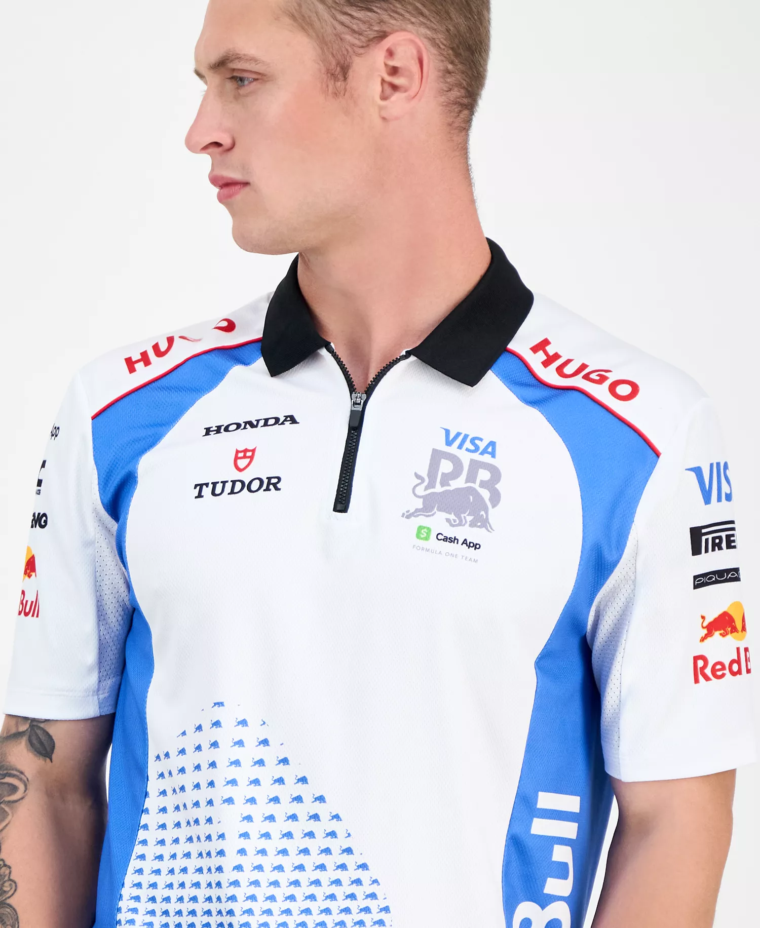 Men's Short Sleeve Sponsor Logos Graphic Polo Shirt - White - 2XL