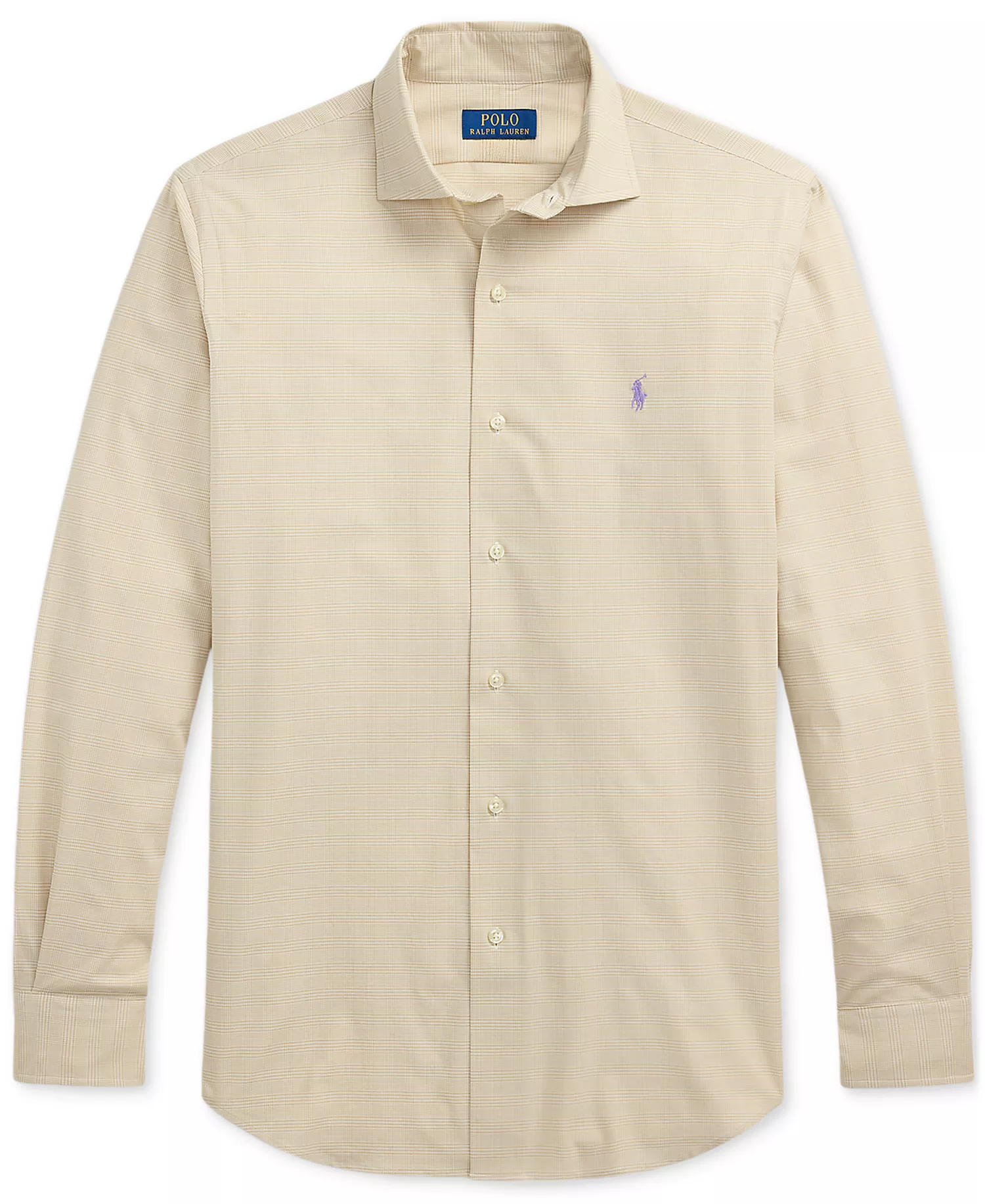 Men's Classic-Fit Plaid Stretch Poplin Shirt - Coastal Beige/White - 2XL