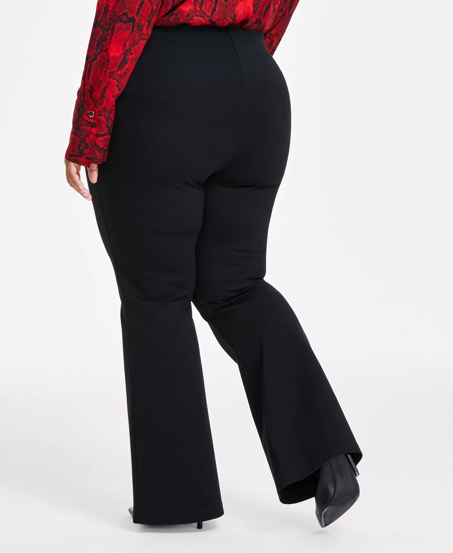 Plus Size High-Rise Flare-Leg Pants, Exclusively at Macy's  - Deep Black - 0X