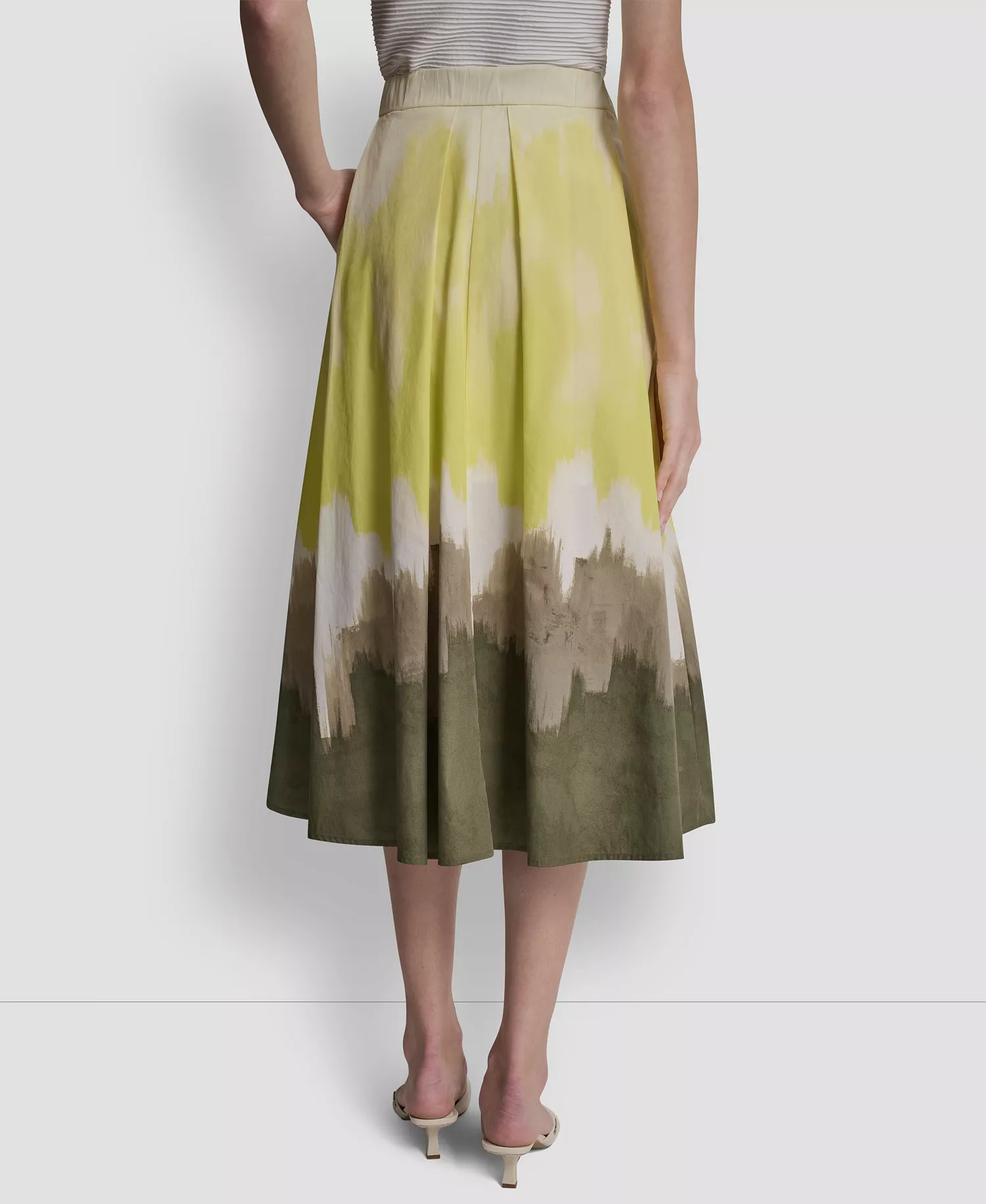 Women's Ombre Print Poplin Side Zipper A-Line Skirt - Daybreak Haze - L