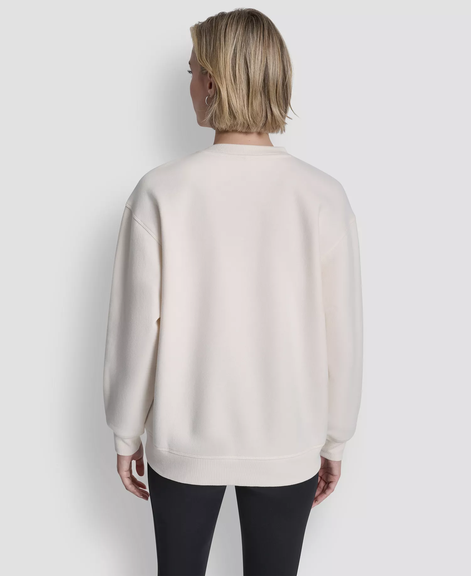 Women's Nolita Rhinestone Logo Crew Neck Sweatshirt - Eggnog/Blue Ombre - L