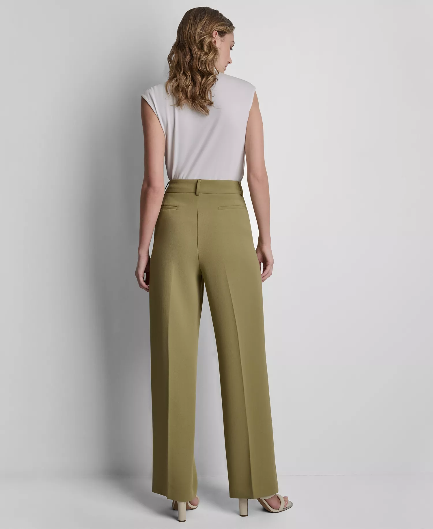 Petite Textured Mid-Rise Trousers - Sage - 0P