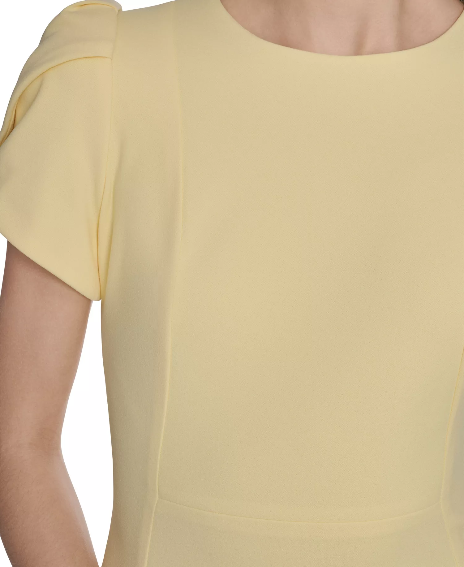 Women's Tulip-Sleeve Sheath Dress - Lemon Ice - 10