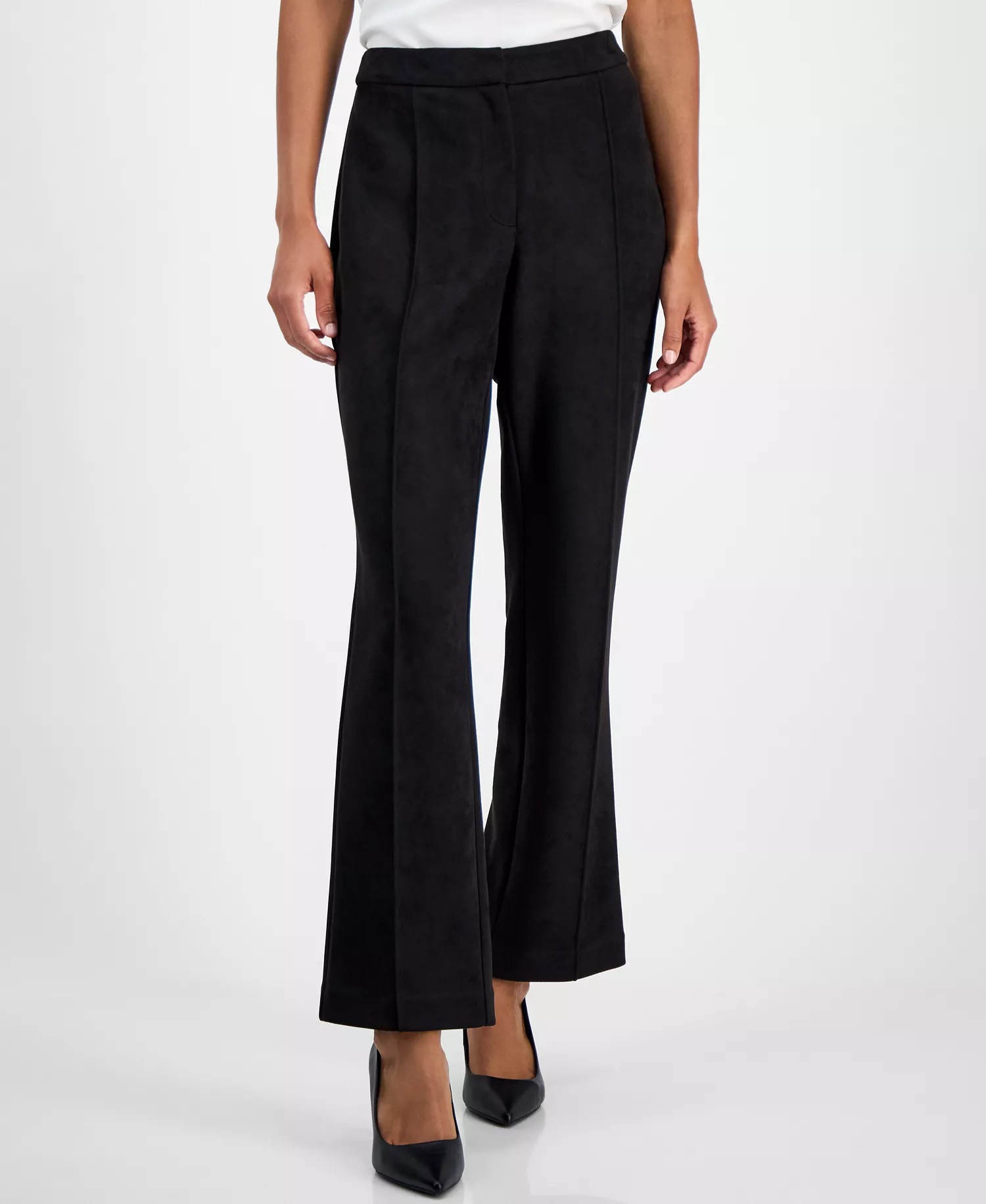 Women's High-Rise Seamed Straight-Leg Pants  - Black - 12