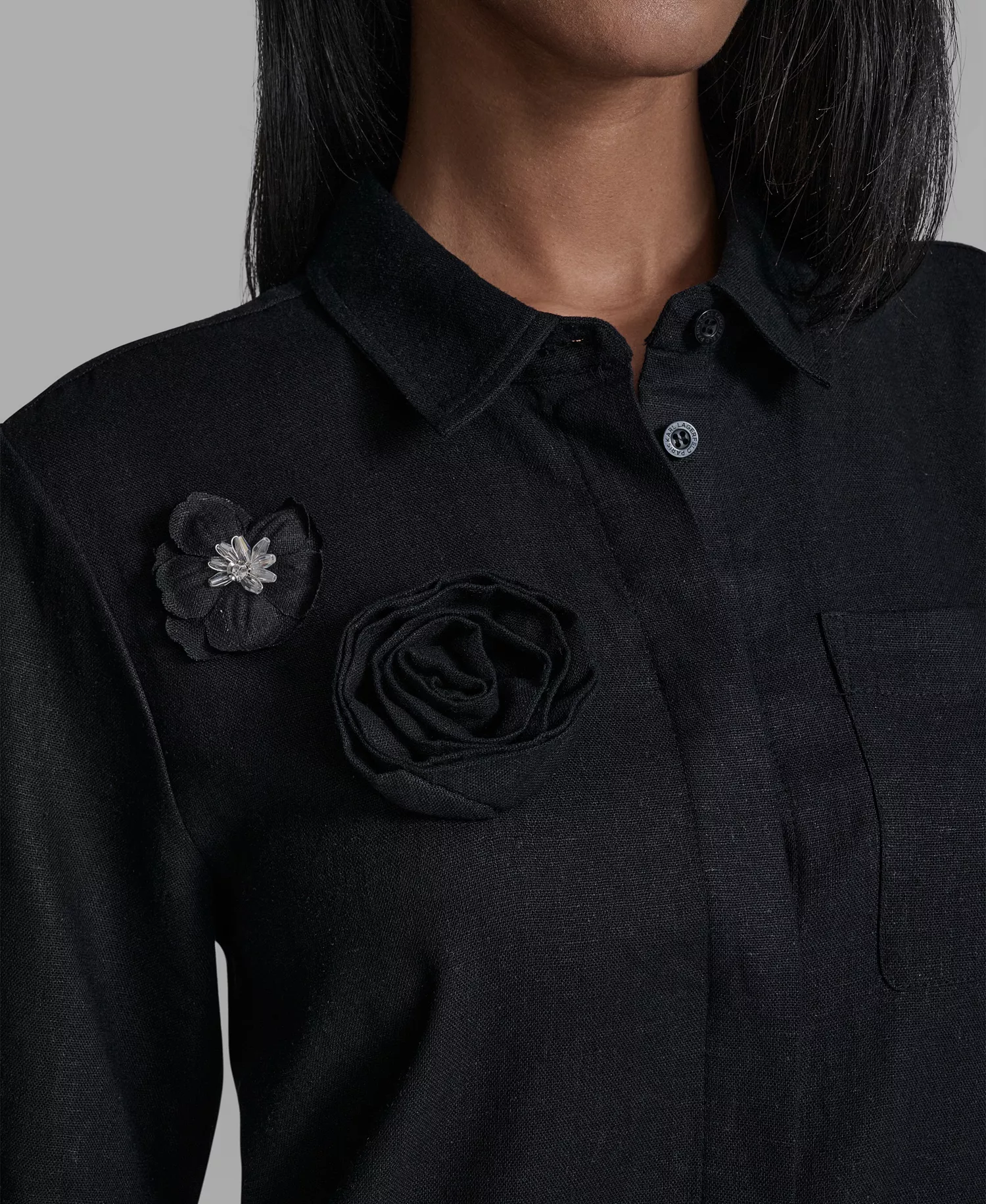 Women's Drop Waist Collared Shirt Dress - Black - 0