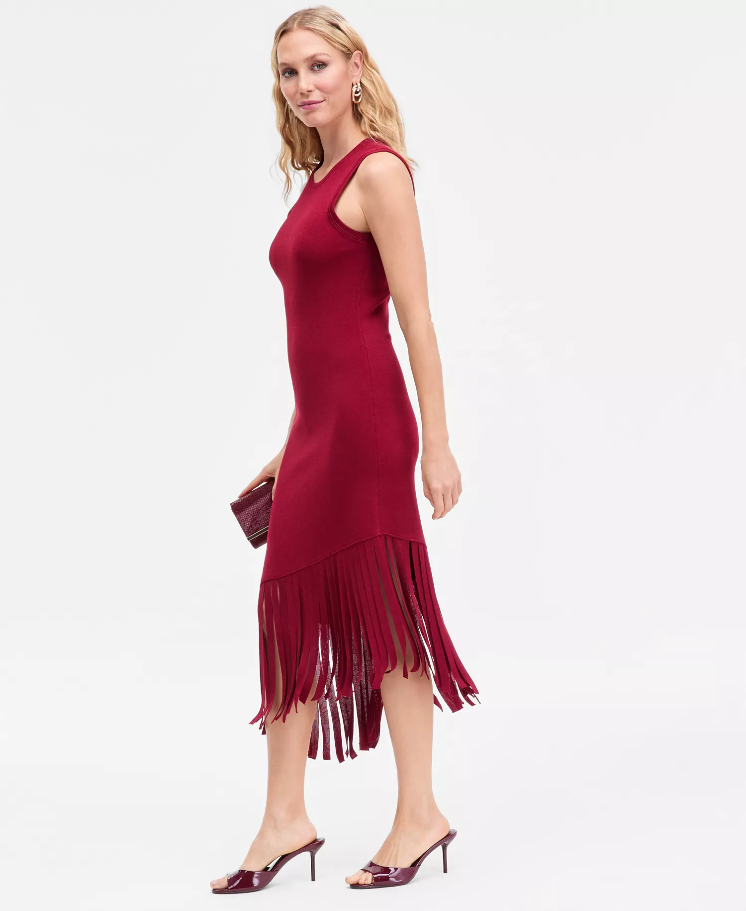 Women's Asymmetrical Hem Sweater Dress, Macy's Exclusive - Bright Crimson - L