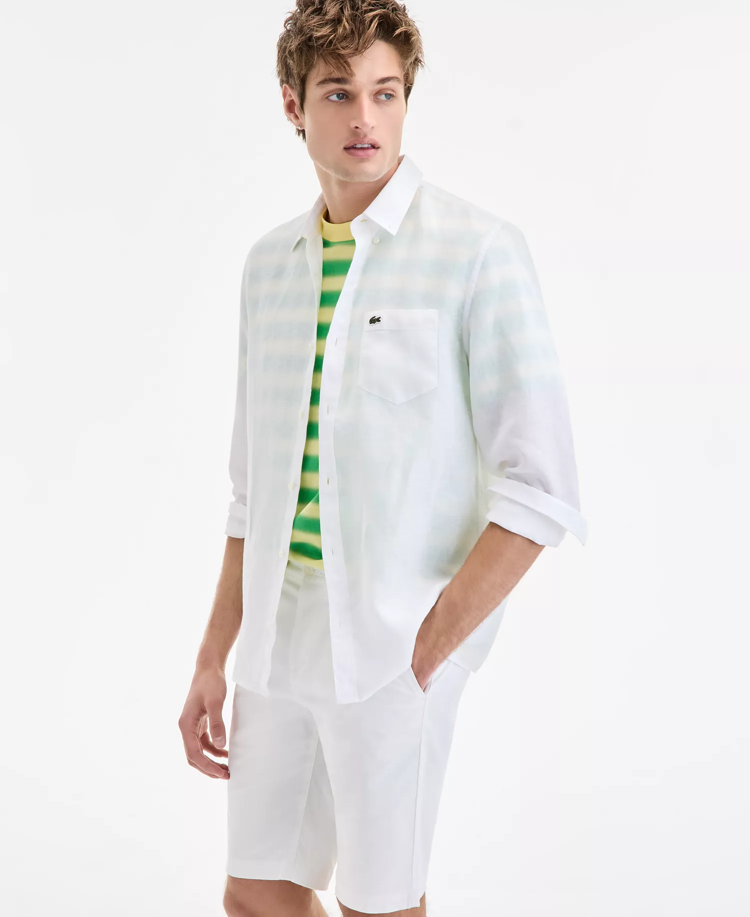 Men's Regular-Fit Linen Shirt - 001 - White - 2XL