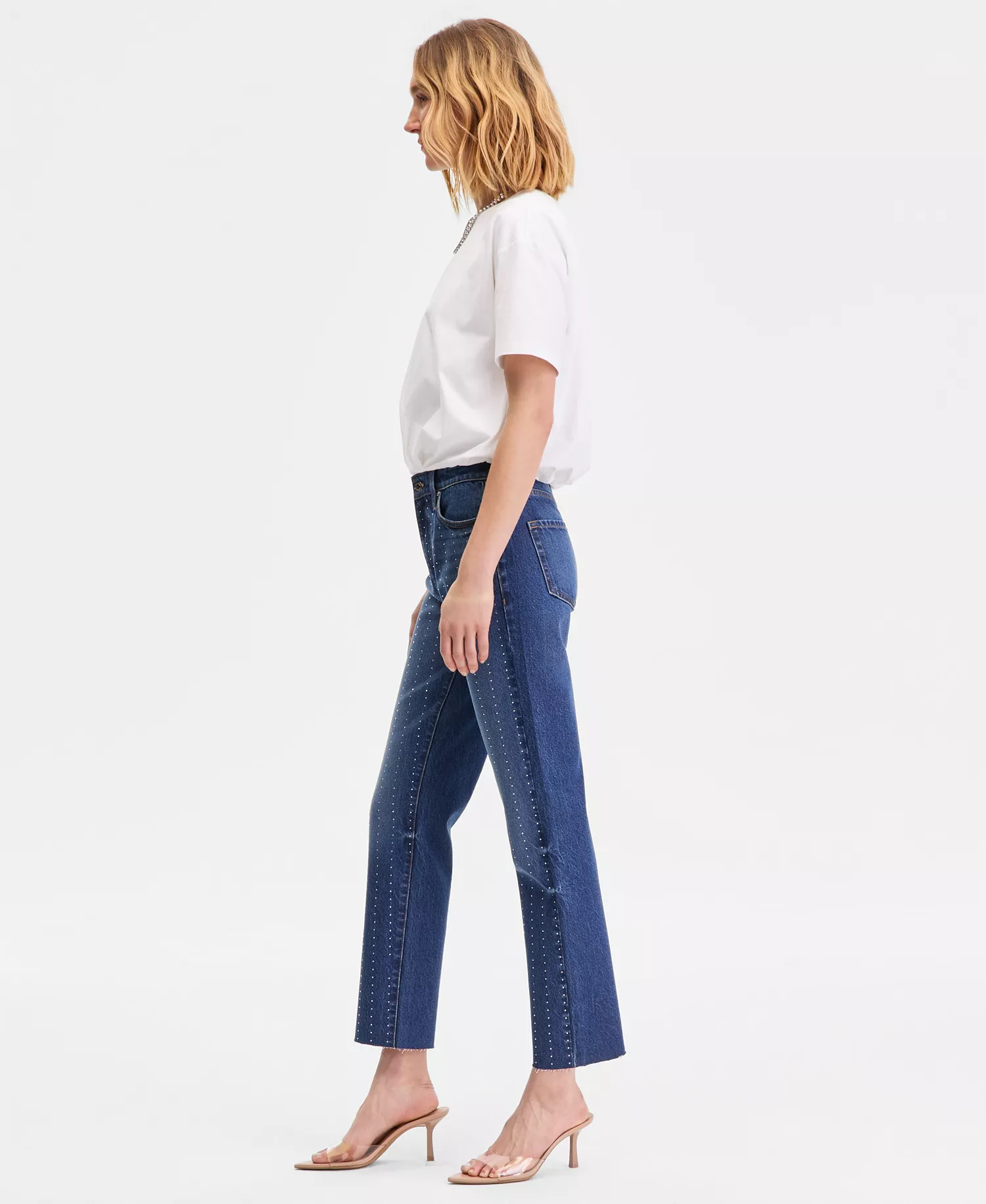 Women's Crystal-Embellished Straight-Leg Jeans, Macy's Exclusive - Blue Sky Wash - 0