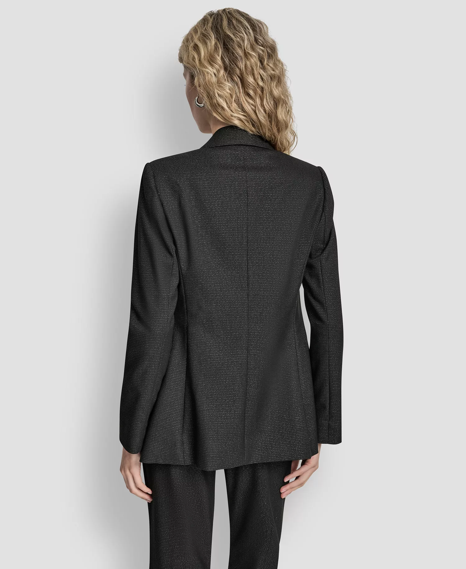 Women's Button-Front Double Breasted Blazer - Black/silver - 10