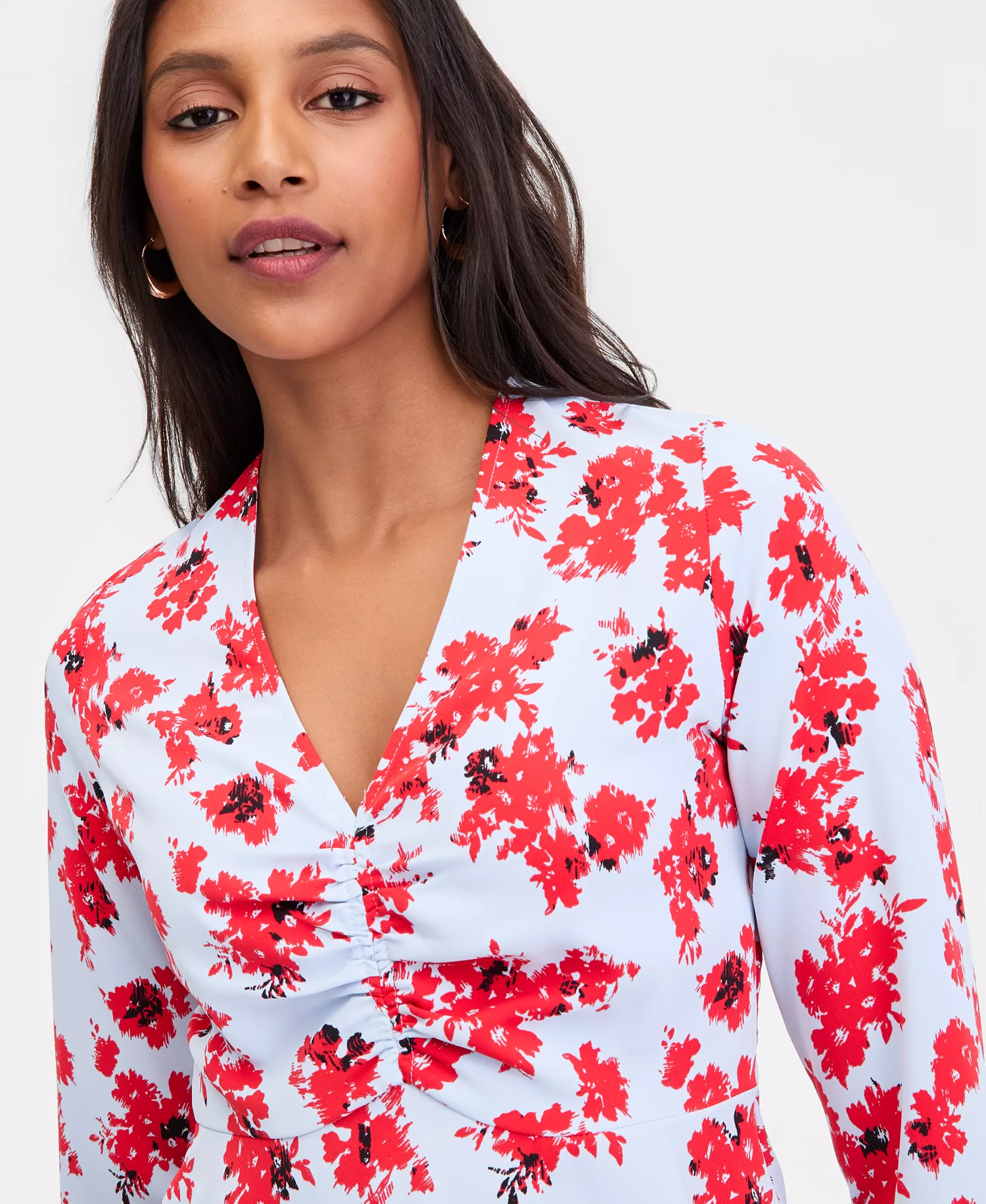 Women's Long-Sleeve Asymmetrical-Hem Top, Macy's Exclusive - Abia Bouquet - L