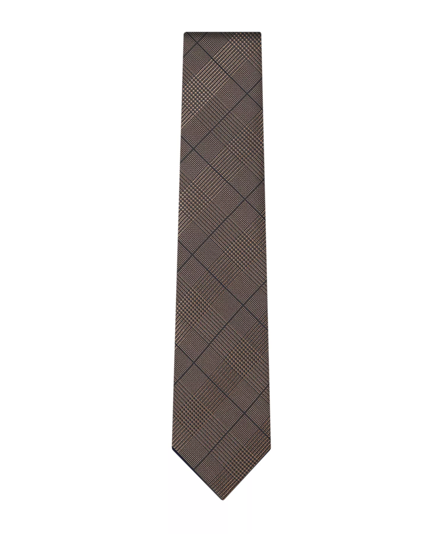 Men's Harvey Glen Plaid Striped Tie - Brown - ONE SIZE