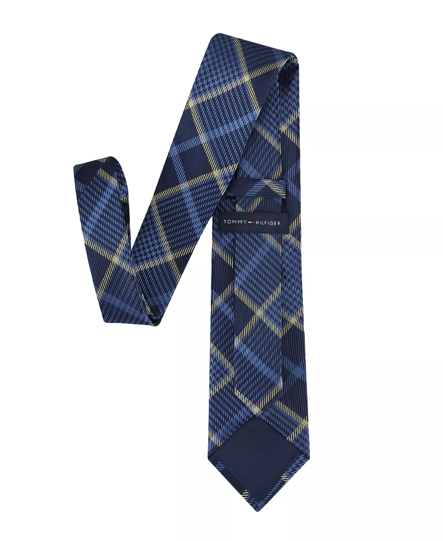 Men's Graydon Plaid Pattern Tie - Navy/yellow - ONE SIZE