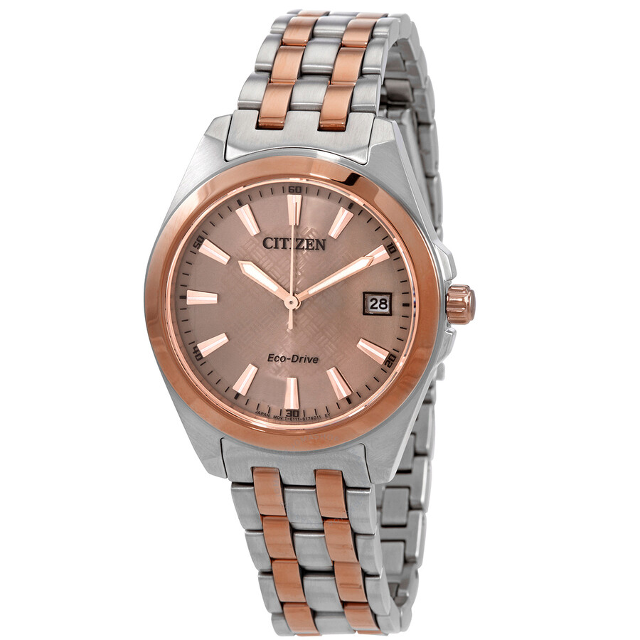 Citizen Eco-Drive Rose Dial Two-tone Ladies Watch