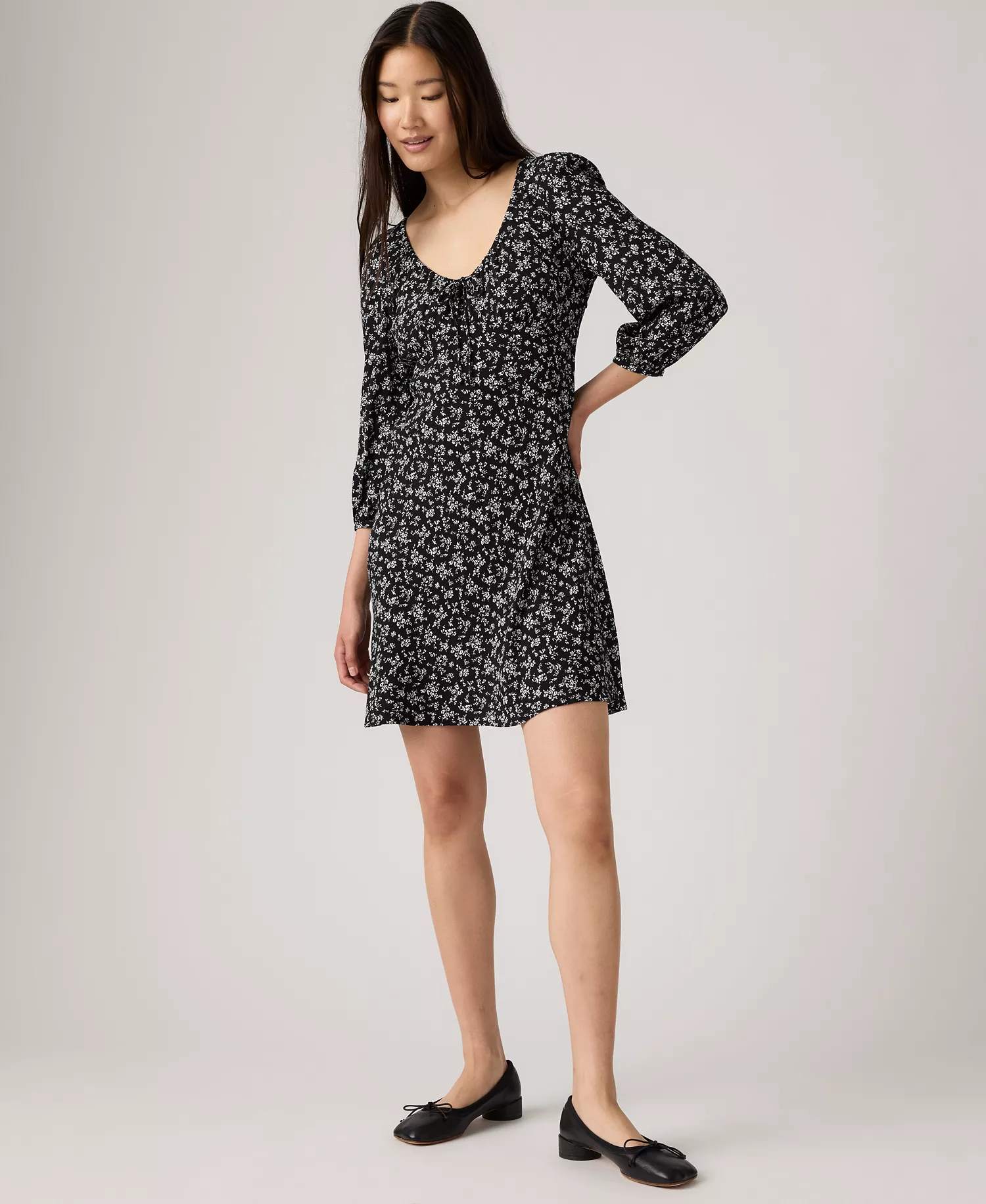 Women's Odette Holiday V-Neck Mini Dress - Curie Floral Anthracite Night - L