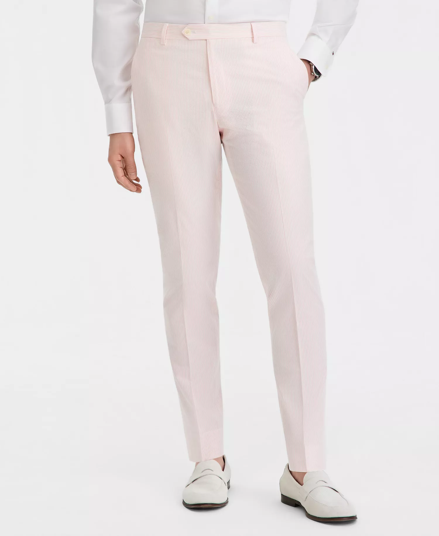 Men's Modern-Fit Solid Seersucker Pant - PINK/WHITE - 30 - 30