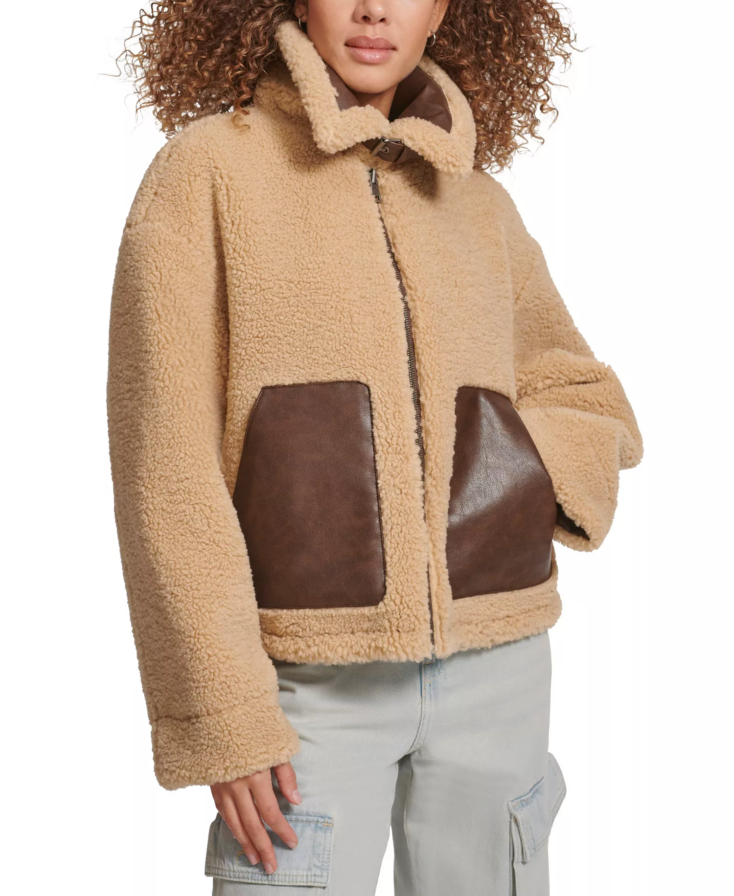 Women's Reversible Sherpa Shorty Jacket - Sesame - L