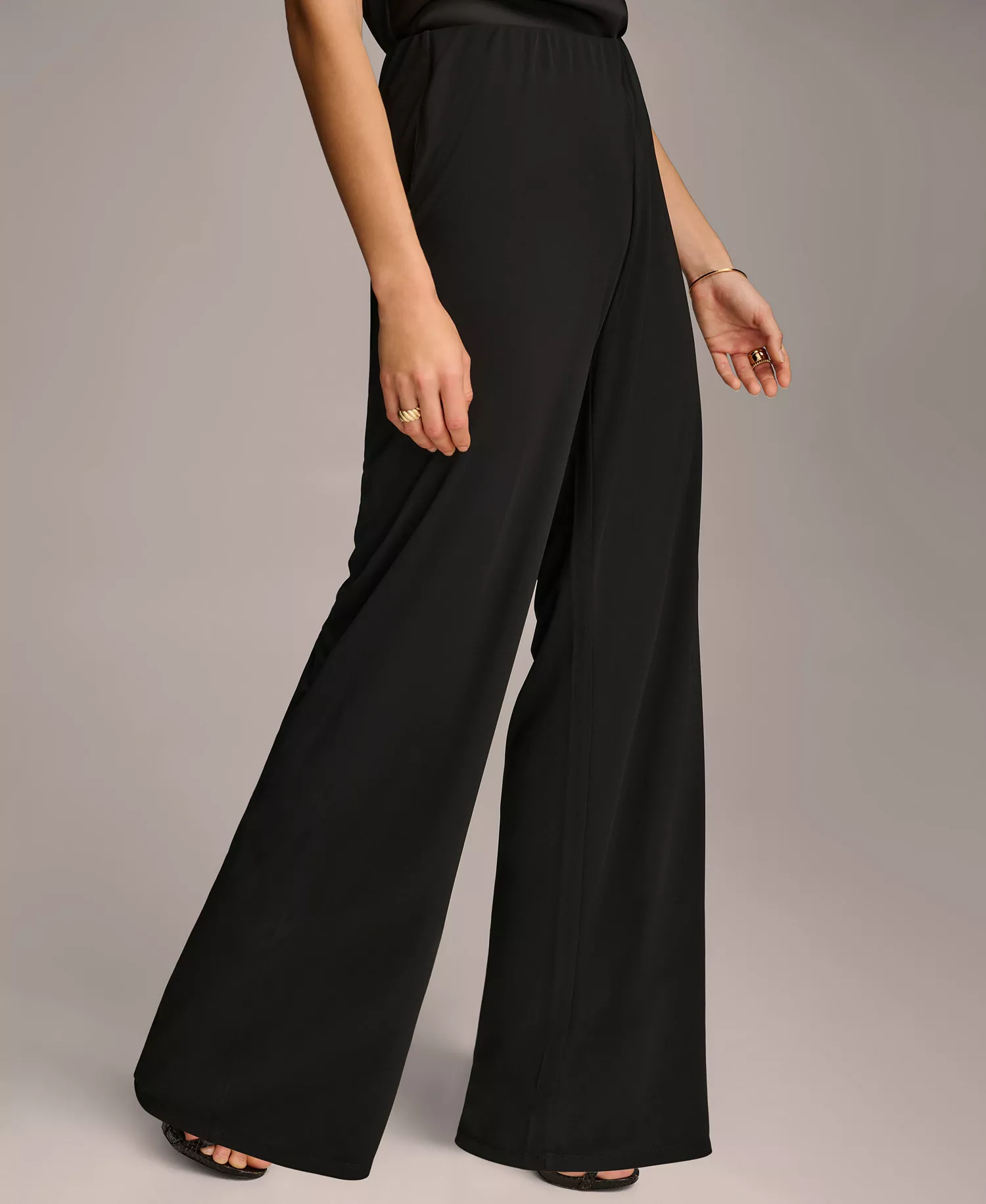 Women's Wide-Leg Jersey Pants - Black - L
