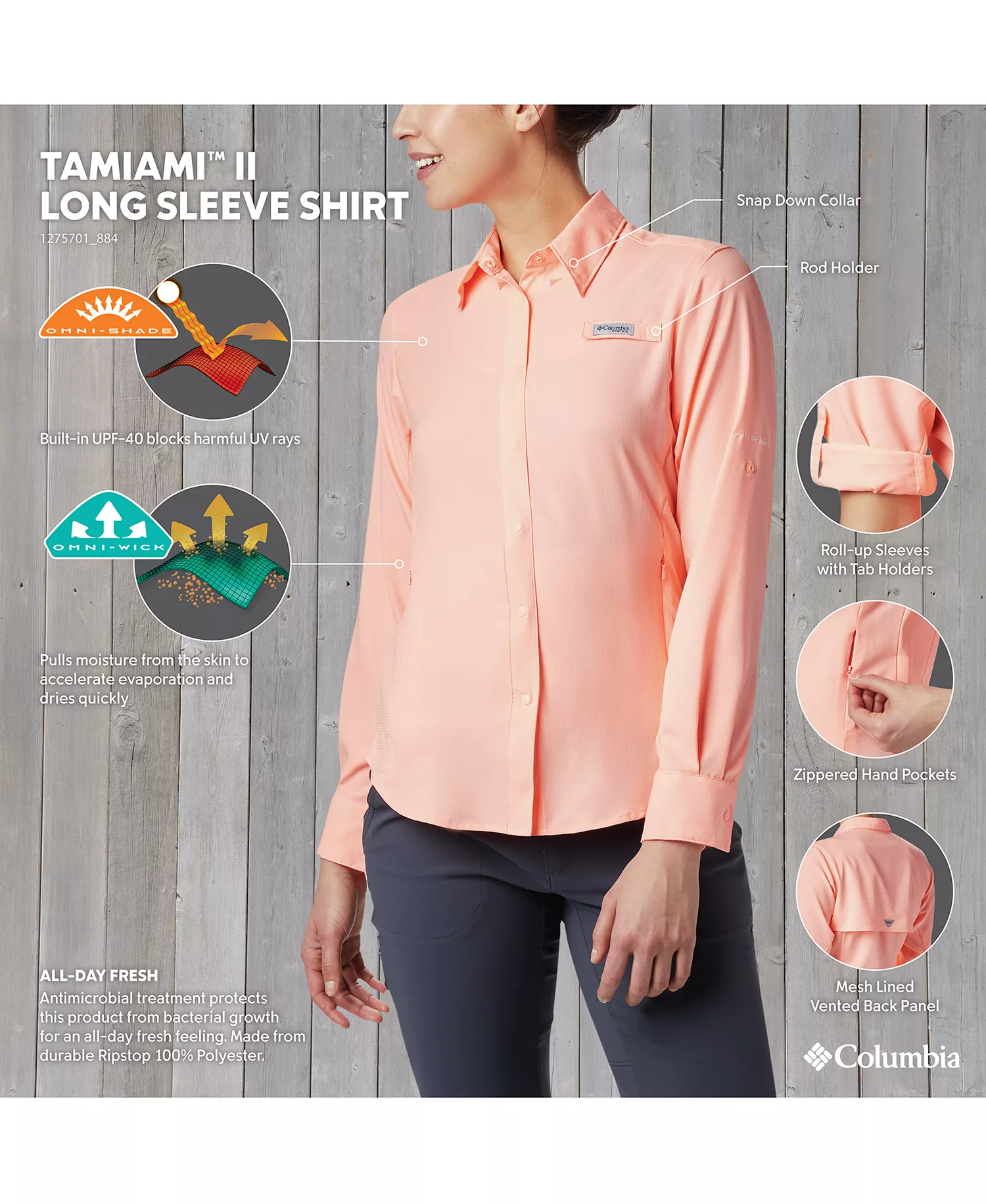 Women's PFG Tamiami II Long-Sleeve  - Tiki Pink - L