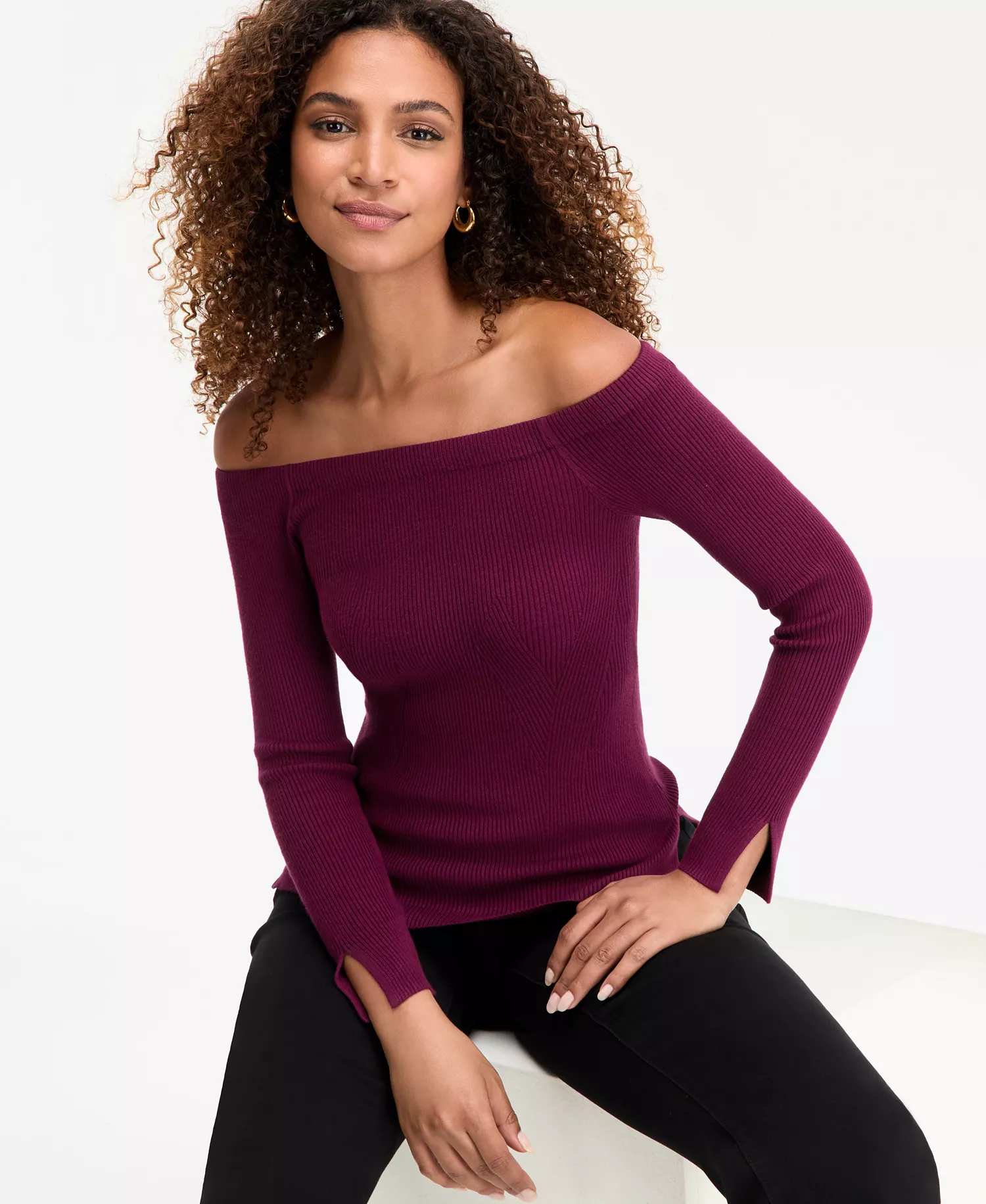 Women's Wide-Neck Sweater, Macy's Exclusive - Berried Treasre - L