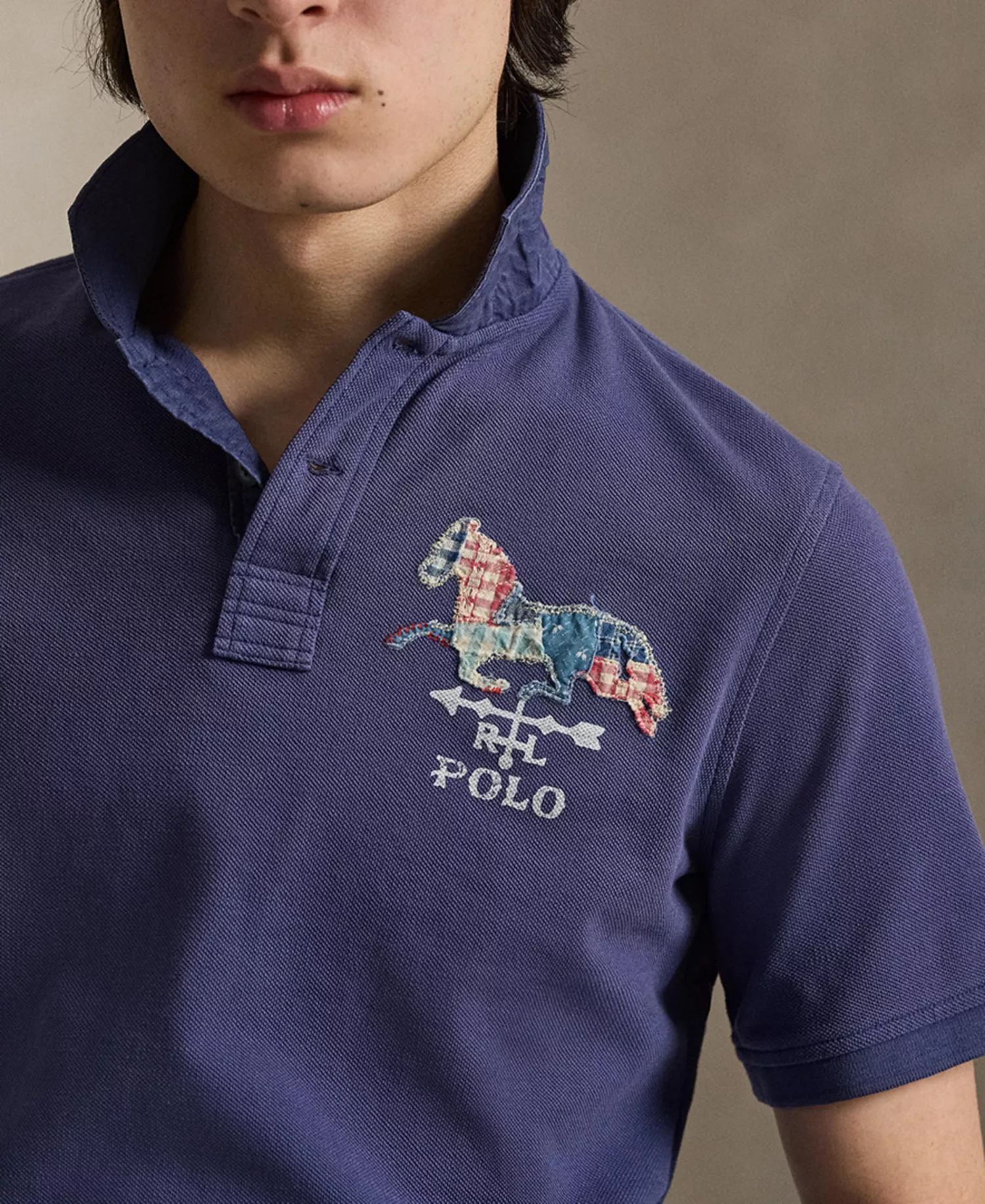 Men's Short-Sleeve Ribbed Collar Polo Shirt - Light Navy - 2XL