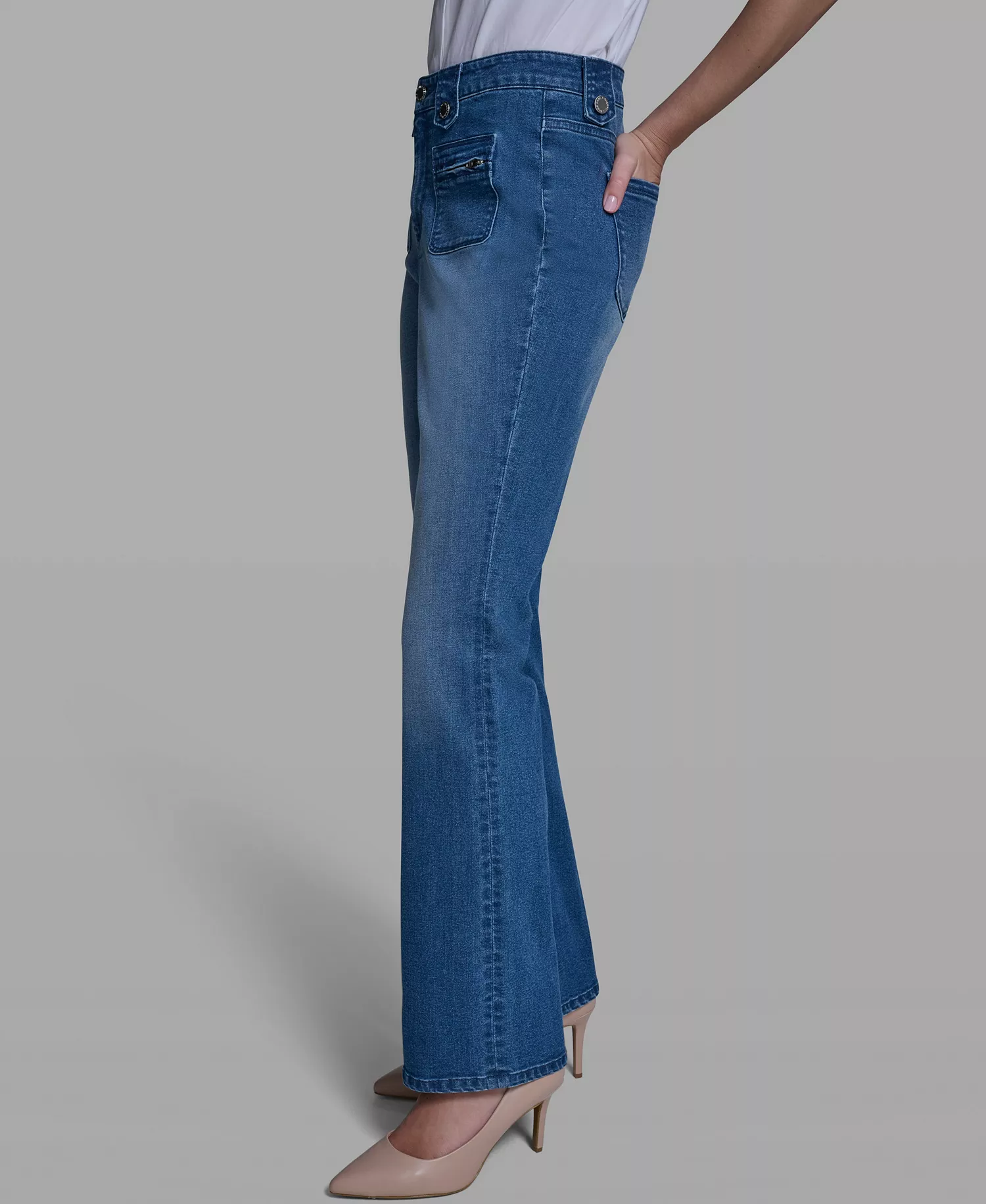 Women's Mid-Rise Straight Leg Jeans - Steel Blue - 0
