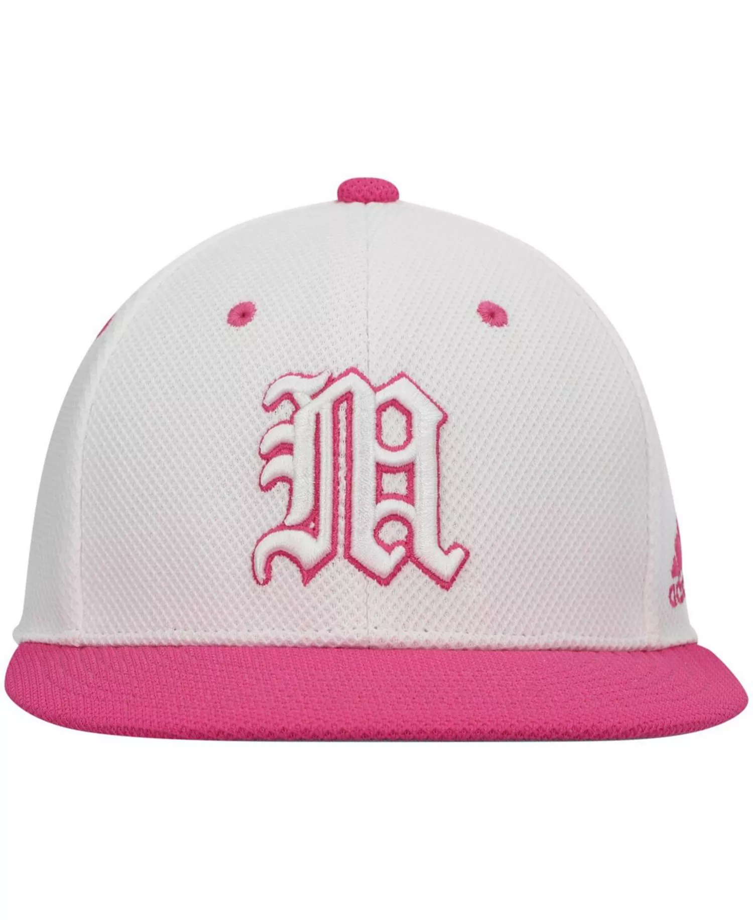 Men's White and Pink Miami Hurricanes On-Field Baseball Fitted Hat - White, Pink - 7 3/4