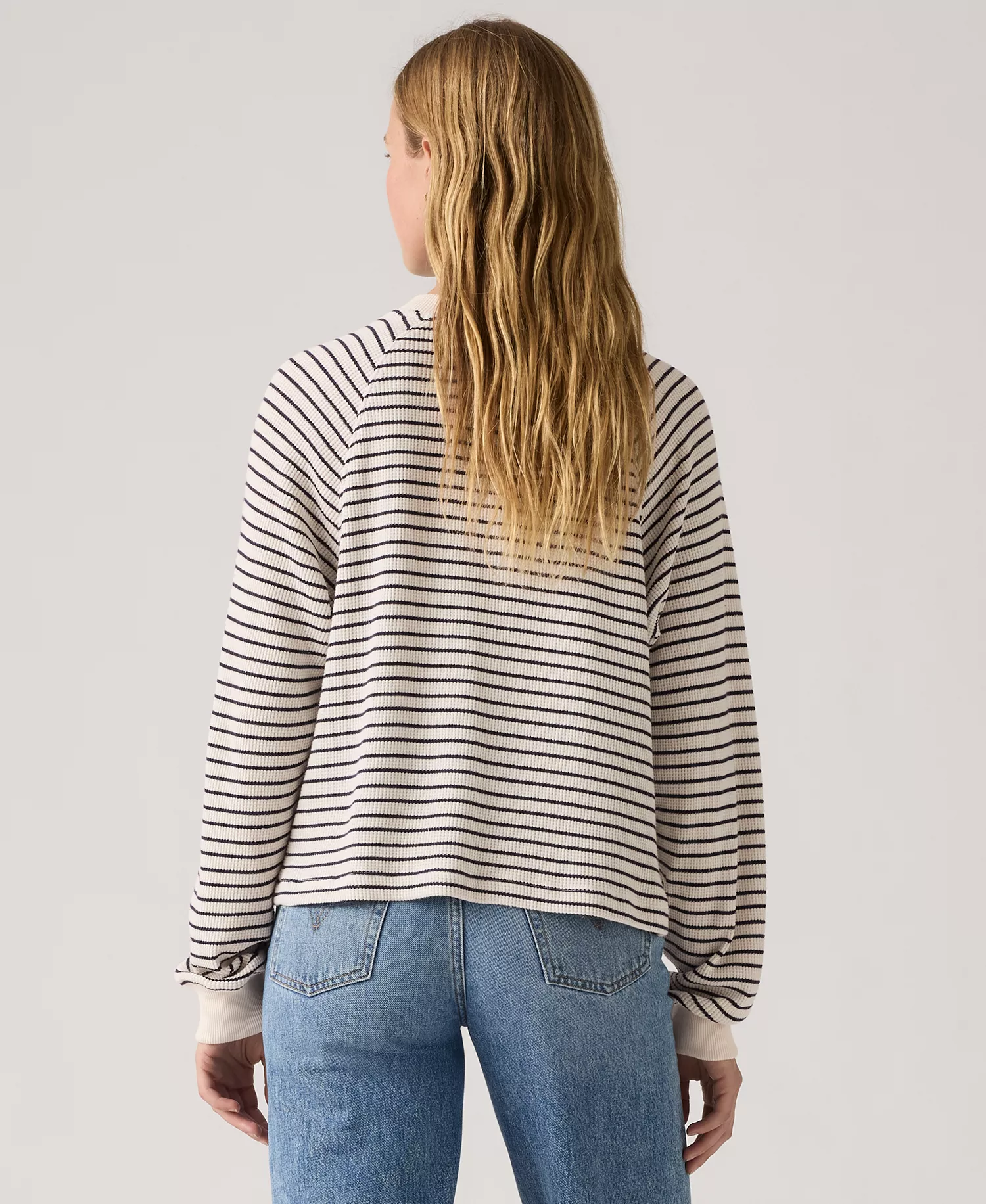 Women's Lassen Henley Long Sleeve Top - Jane Stripe Gardenia - L