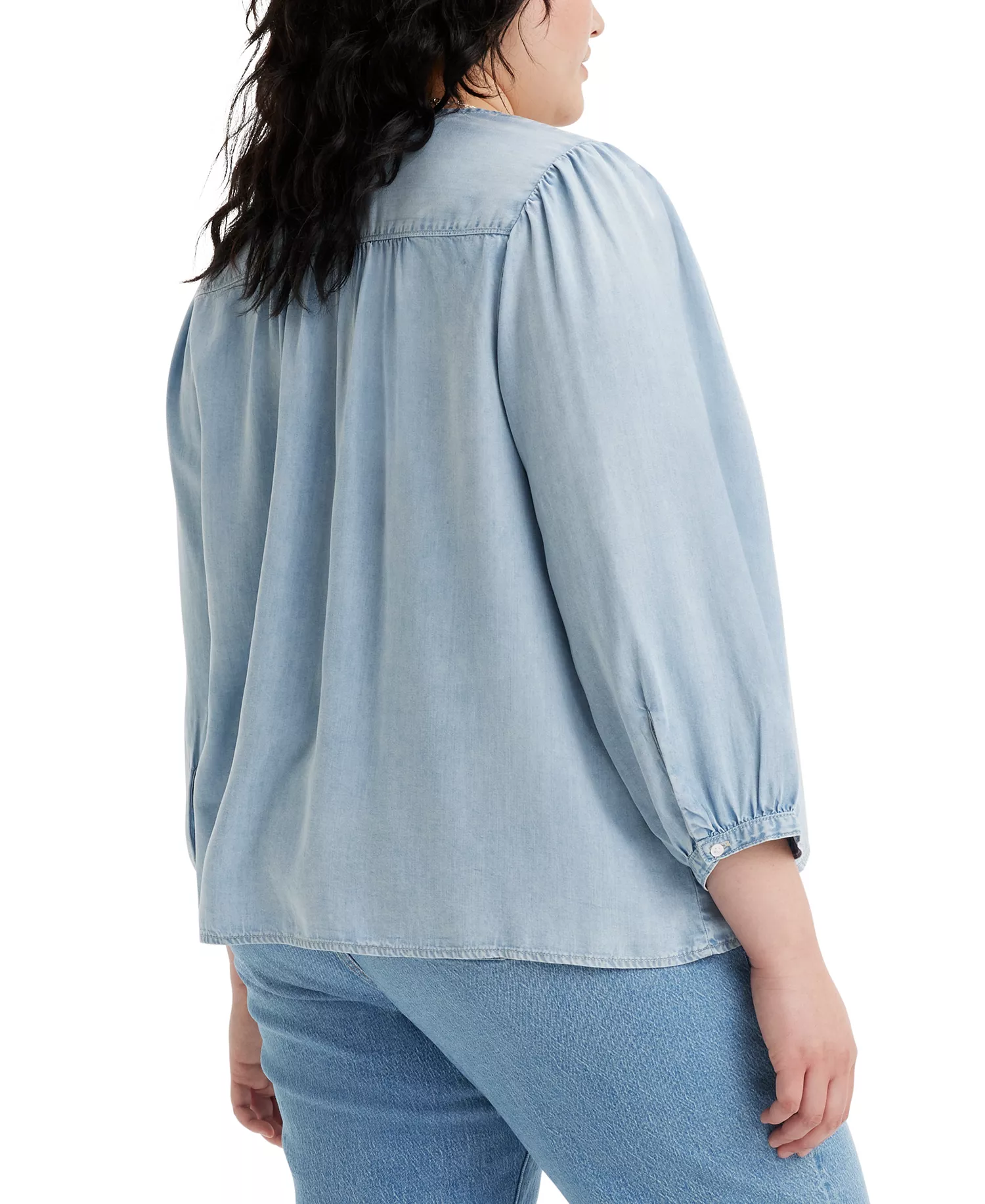 Plus Size Halsey 3/4-Sleeve Button-Front Blouse - Tech Tricks No Damage - 1X