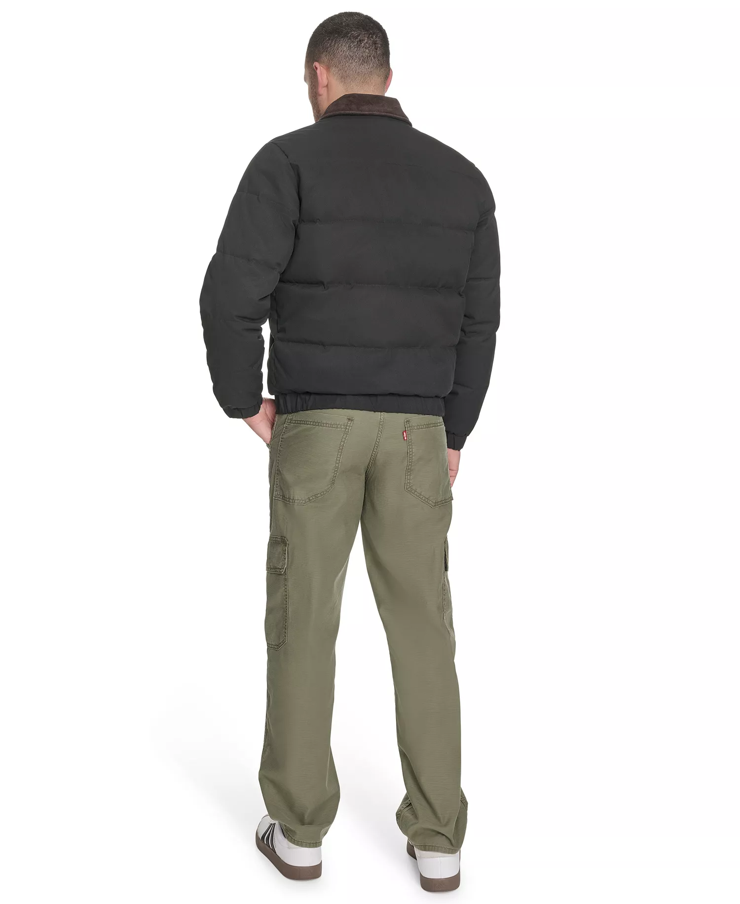 Men's Quilted Corduroy Collar Depot Jacket - Black - 2XL
