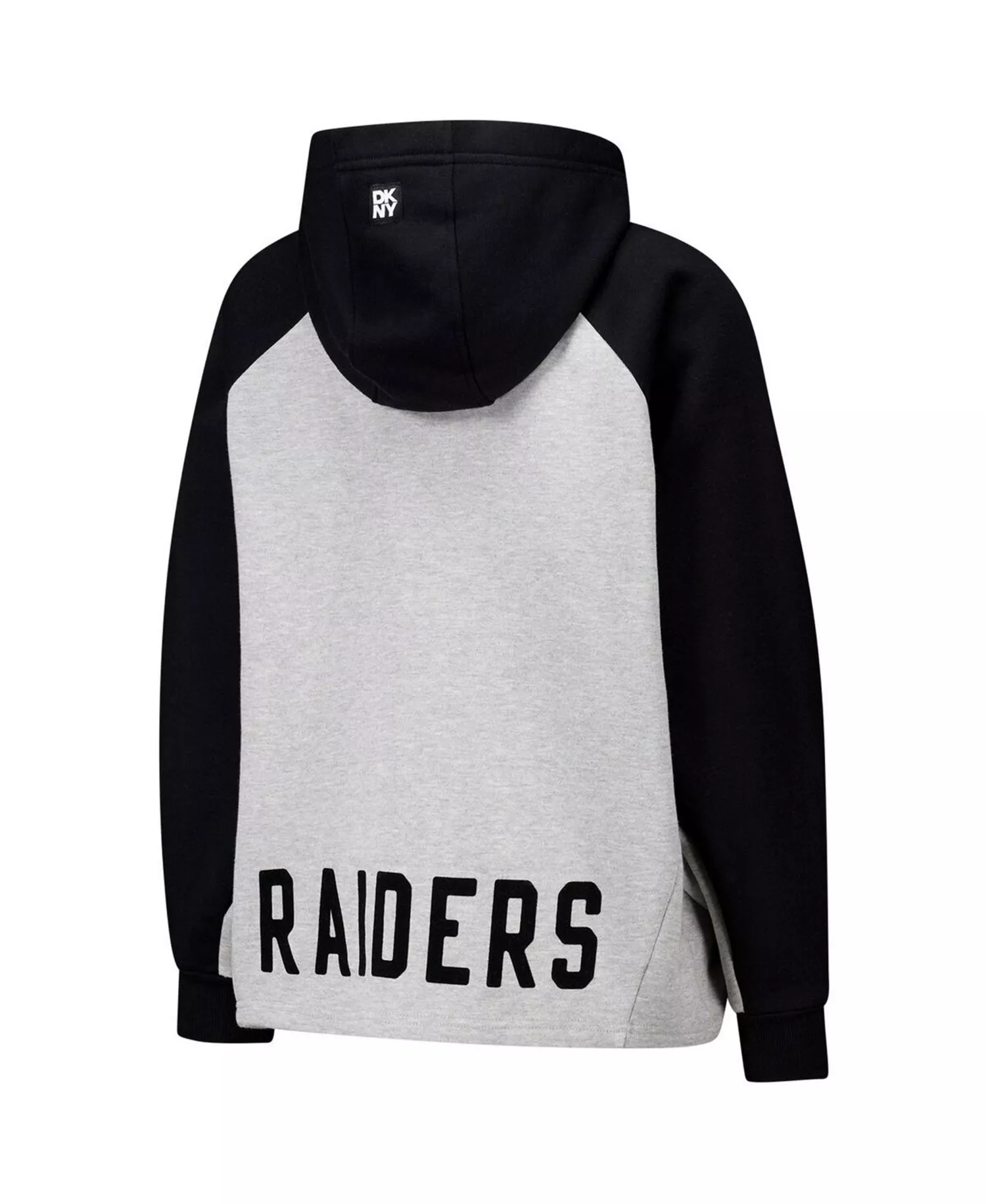 DKNY Women's Gray/Black Las Vegas Raiders Joy Cropped Raglan Pullover Hoodie - Gray, Black - L