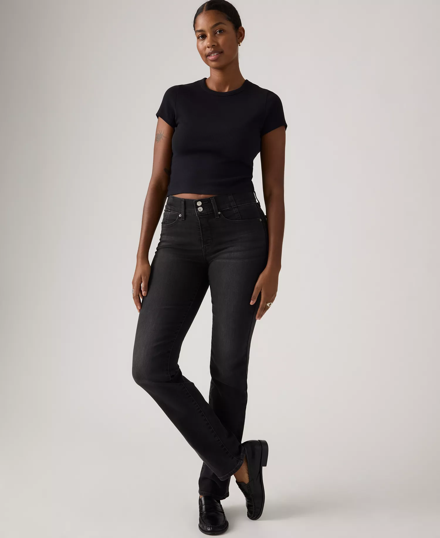 Women's 314 Corset Straight Stretch Jeans - Black - 24