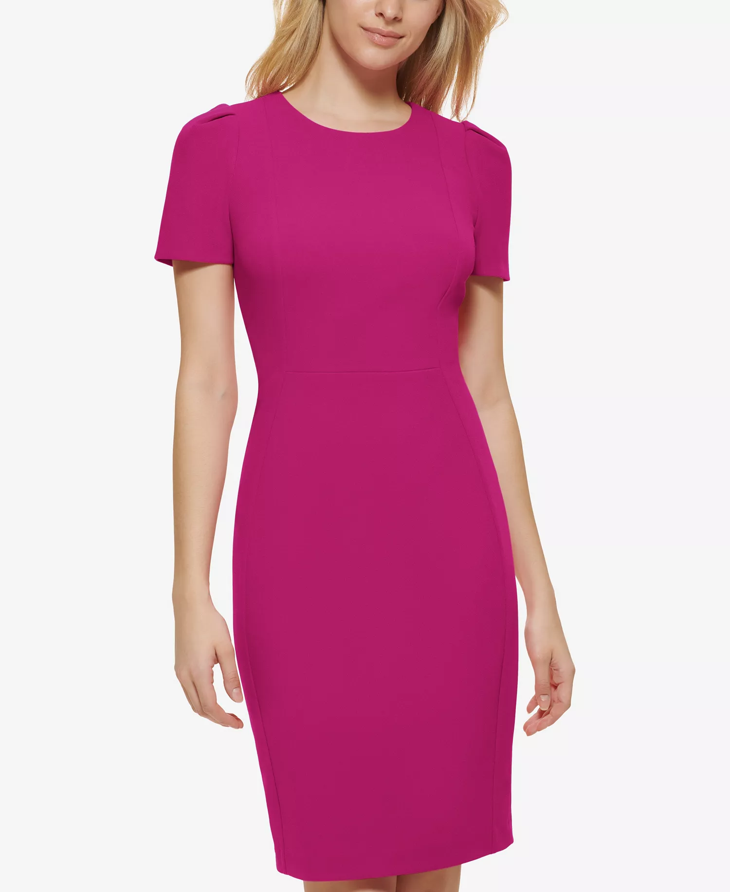 Women's Short-Sleeve Scuba Sheath Dress - Boysenberry - 10