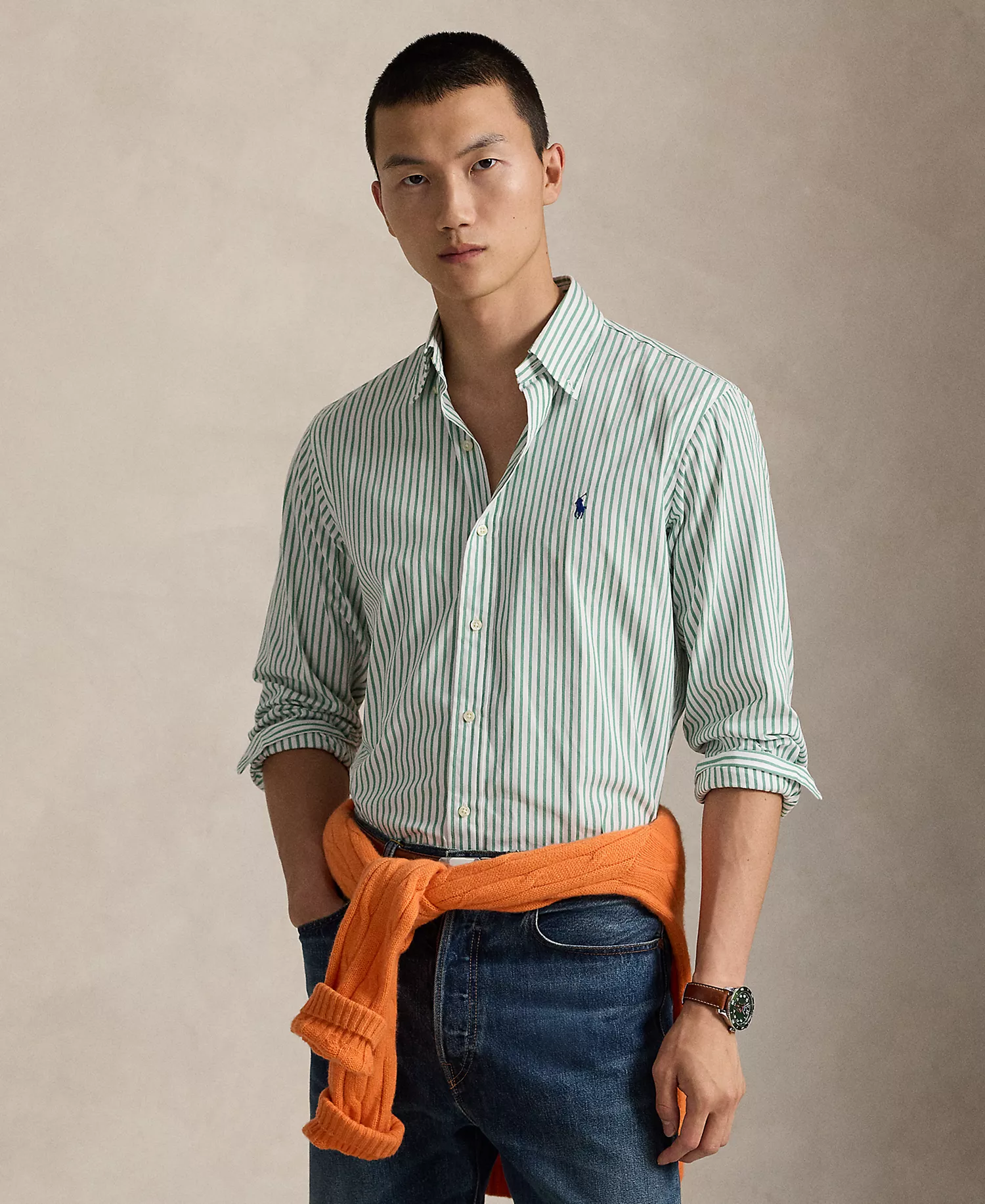 Men's Classic-Fit Striped Poplin Shirt - 7064B White Seafoam - 2XL