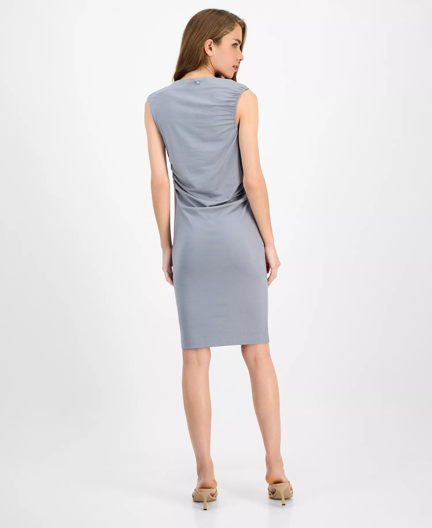 Women's Draped Asymmetric-Neck Dress - Turq/aqua - L