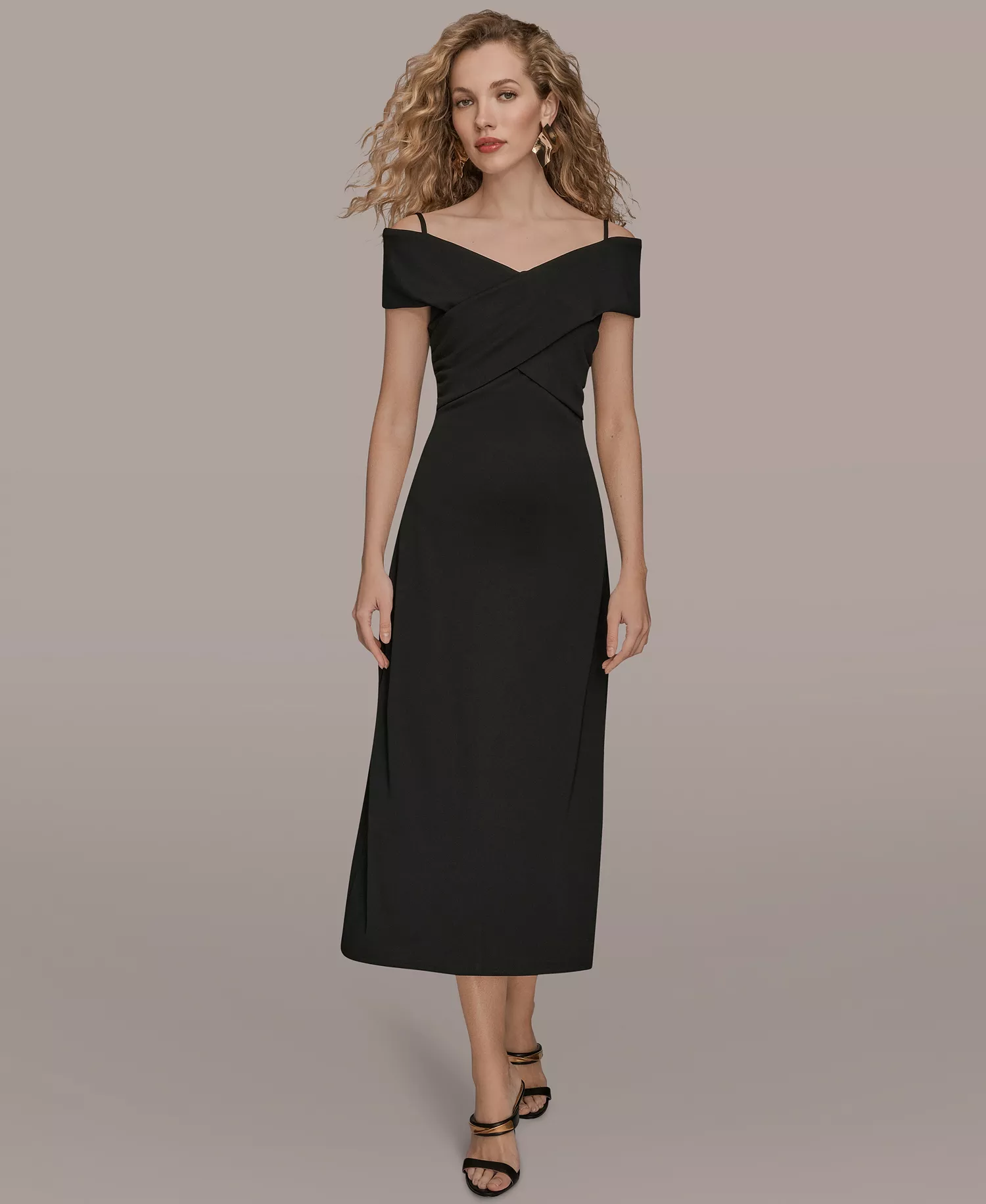 Women's Criss-Cross Off-Shoulder Dress - Black - 10