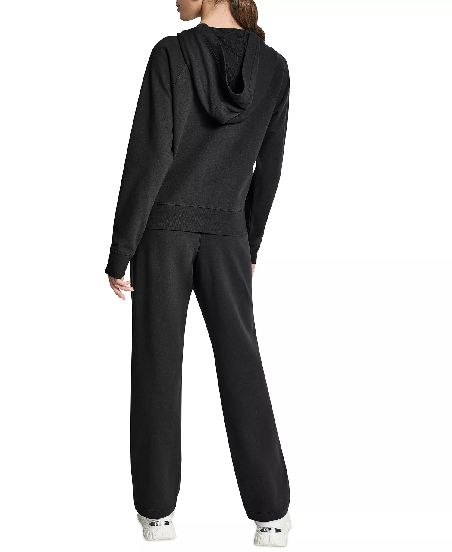 Women's Stacked Satin Logo Full-Zip Hoodie - Black - L