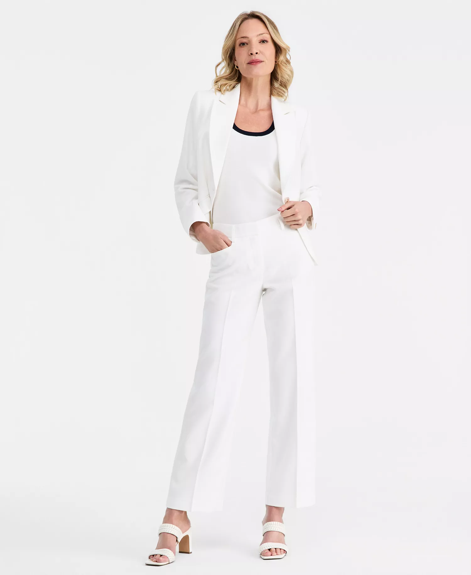 Petite Stretch One-Button Jacket - Ivory - 10P