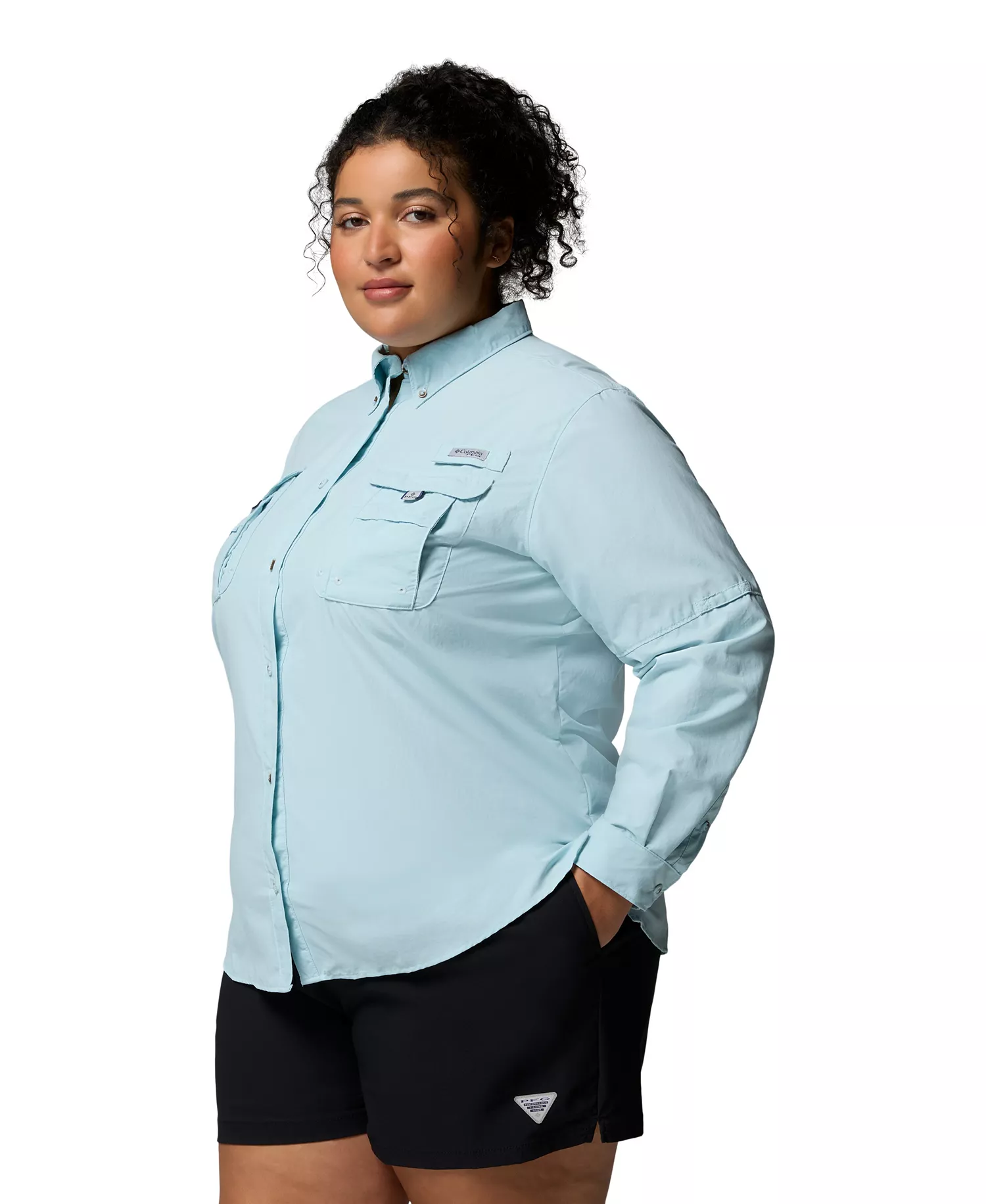 PFG Plus Size Long-Sleeve Outdoor Shirt - Marine Light - 1X